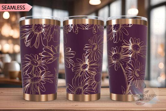 Daisies Tumbler Wrap SVG | 20oz and 30oz Laser Engraving File | Rotary Engrave Digital Design | Floral SVG Design