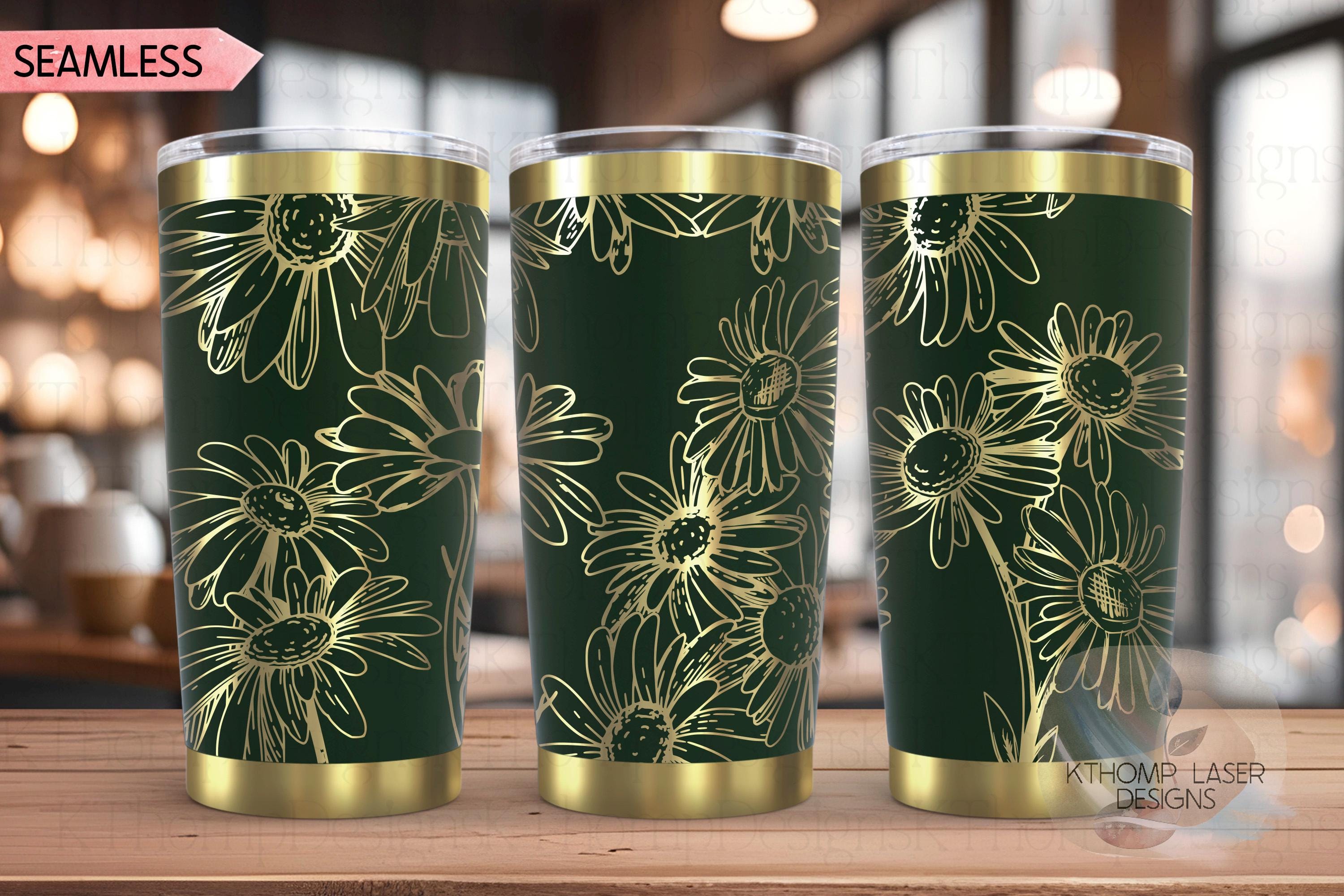 Daisies Tumbler Wrap SVG | 20oz and 30oz Laser Engraving File | Rotary Engrave Digital Design | Floral SVG Design