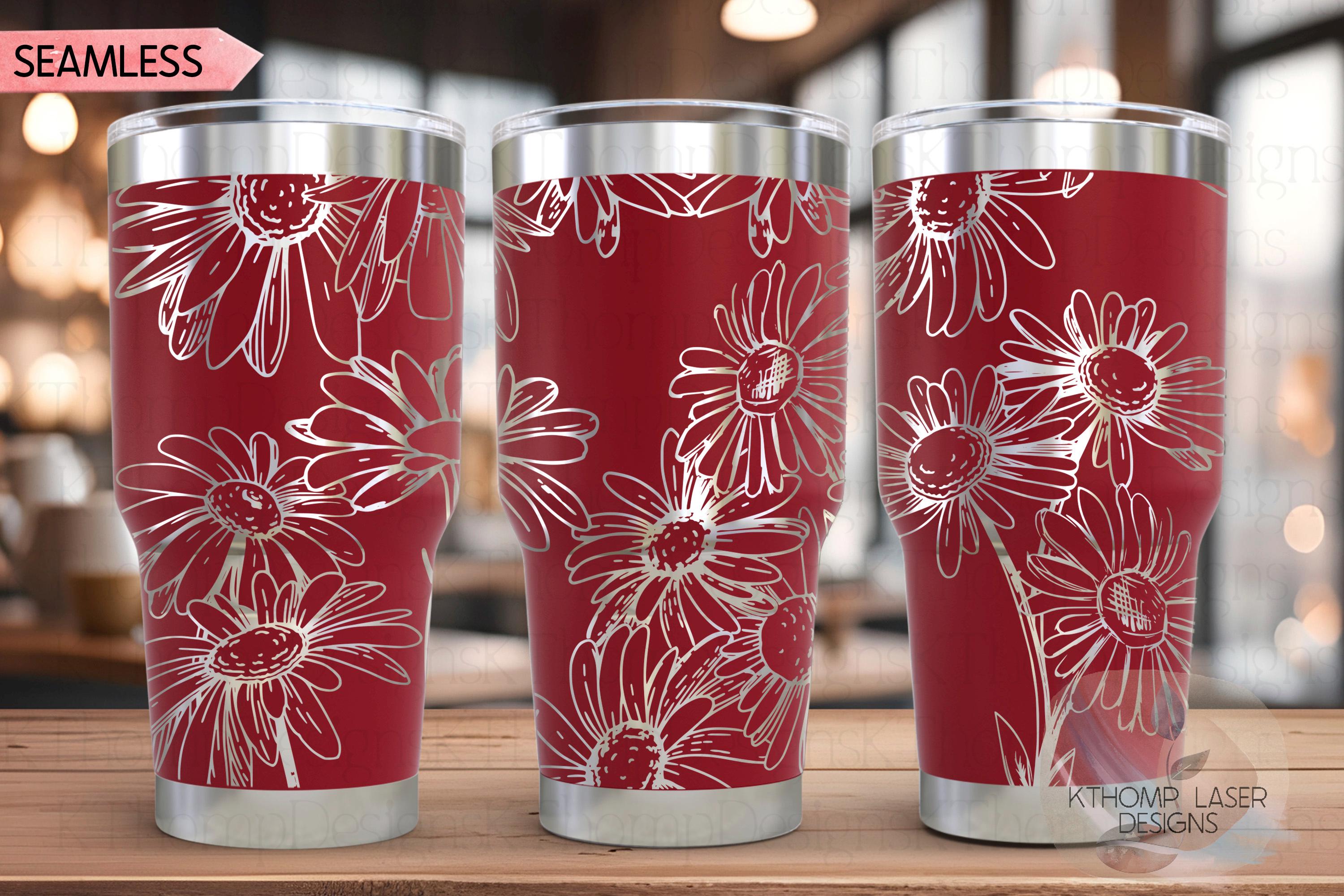 Daisies Tumbler Wrap SVG | 20oz and 30oz Laser Engraving File | Rotary Engrave Digital Design | Floral SVG Design