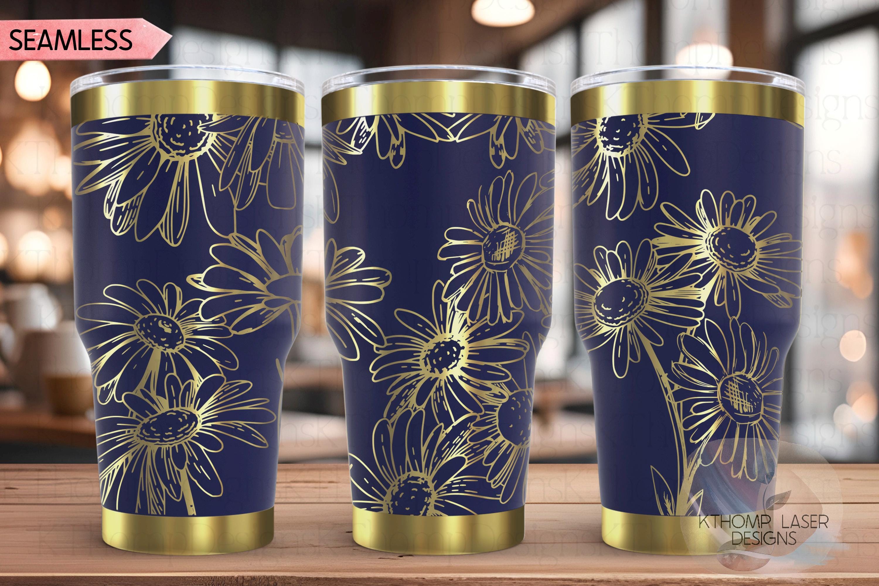 Daisies Tumbler Wrap SVG | 20oz and 30oz Laser Engraving File | Rotary Engrave Digital Design | Floral SVG Design