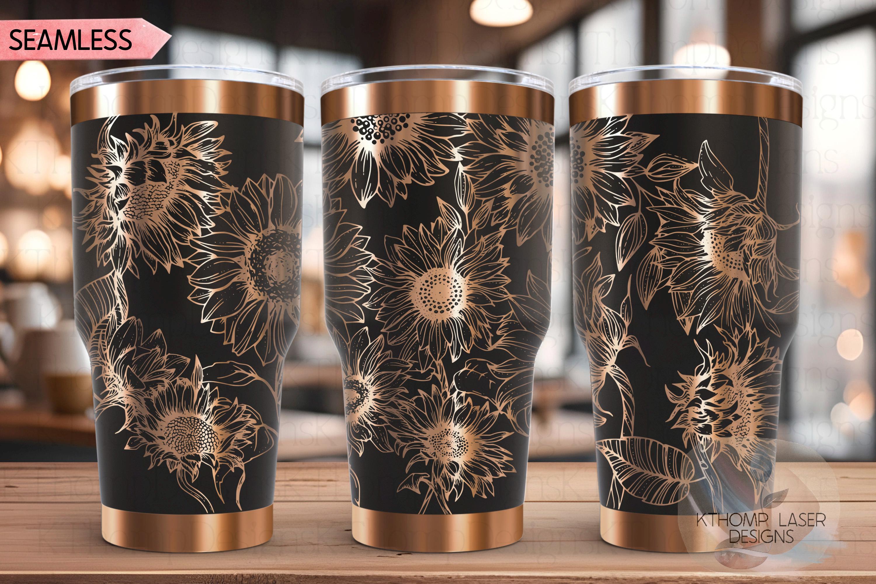 Sunflowers Tumbler Wrap SVG | 20oz and 30oz Laser Engraving File | Rotary Engrave Digital Design | Floral SVG Design