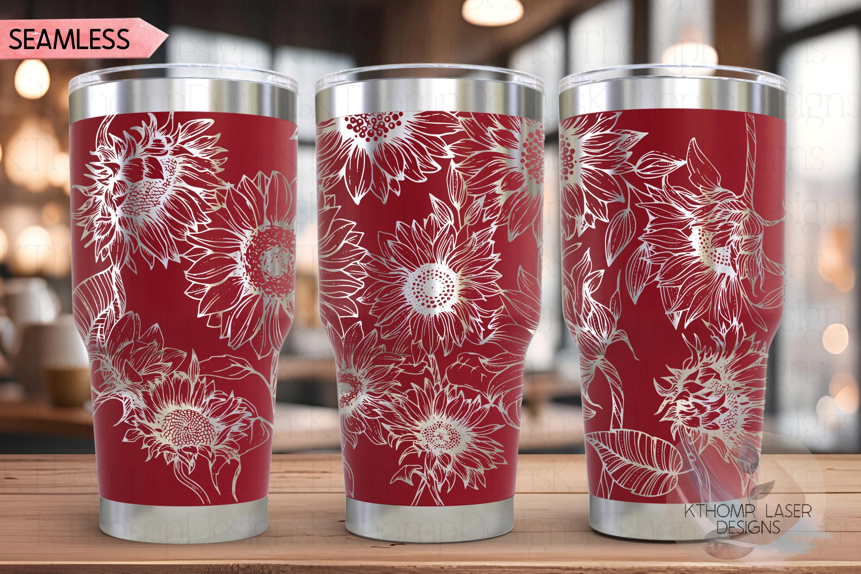 Sunflowers Tumbler Wrap SVG | 20oz and 30oz Laser Engraving File | Rotary Engrave Digital Design | Floral SVG Design