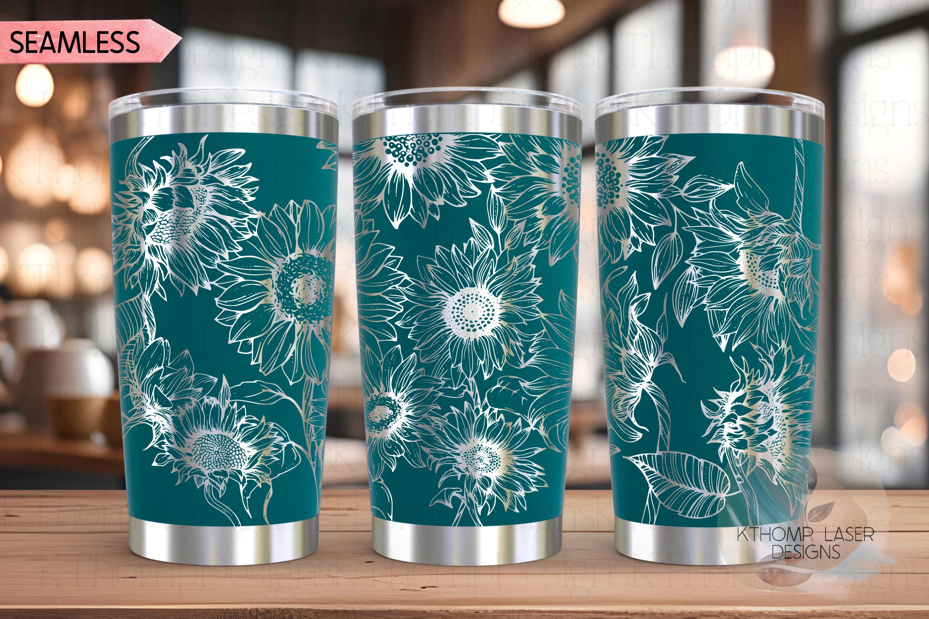 Sunflowers Tumbler Wrap SVG | 20oz and 30oz Laser Engraving File | Rotary Engrave Digital Design | Floral SVG Design
