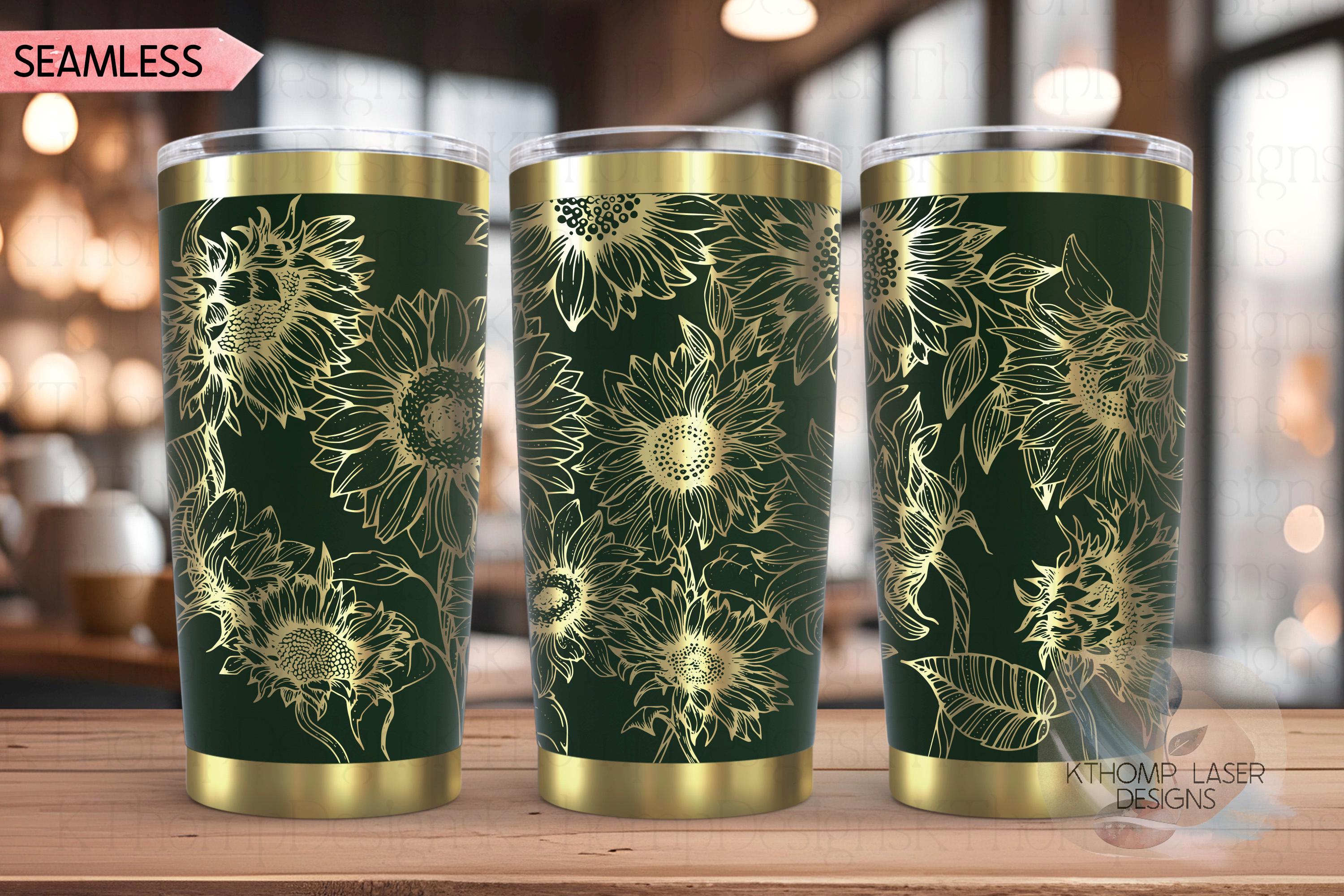 Sunflowers Tumbler Wrap SVG | 20oz and 30oz Laser Engraving File | Rotary Engrave Digital Design | Floral SVG Design