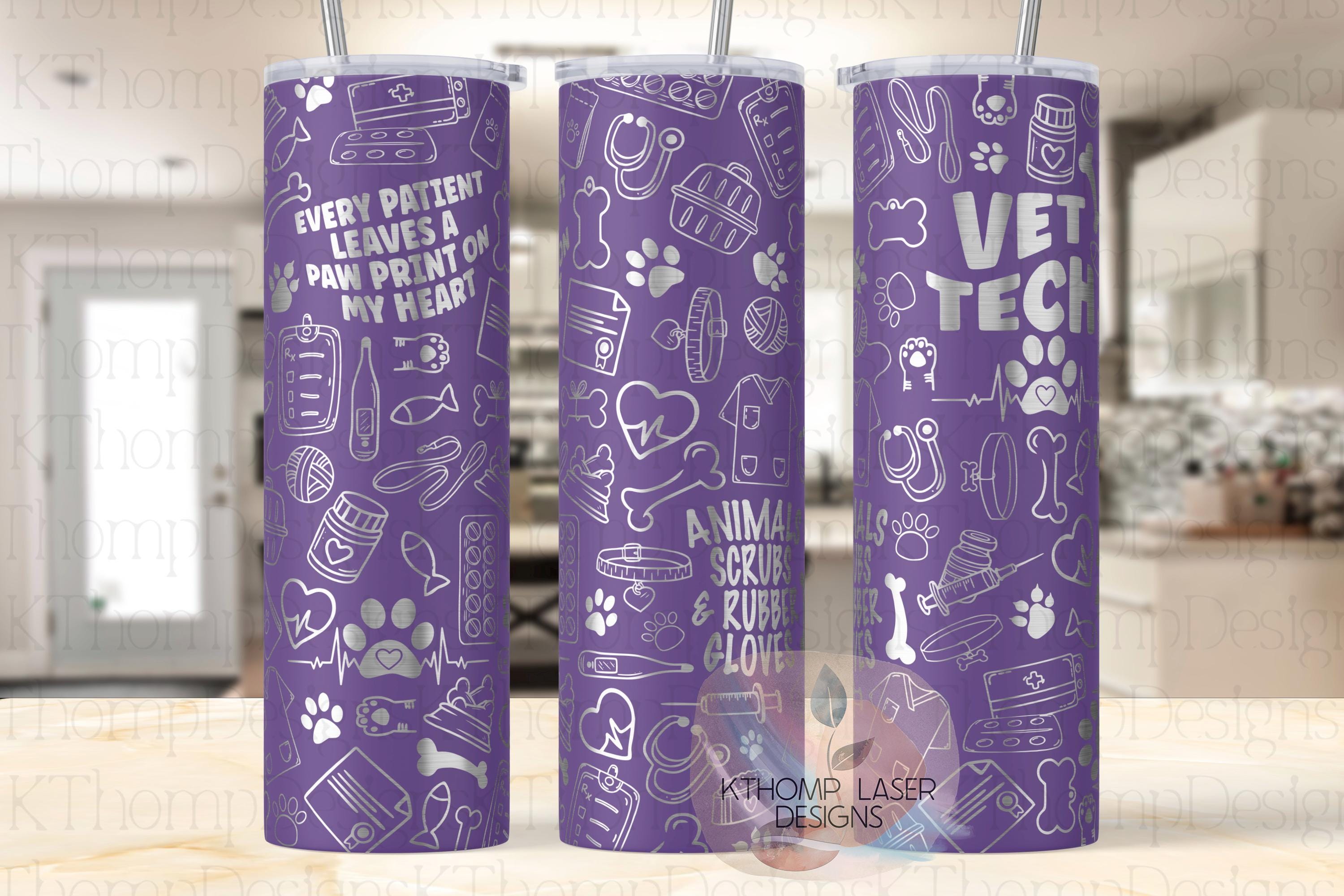 Veterinarian Vet Tech Tumbler Wrap SVG | 20oz Skinny Laser Engraving File | Rotary Ready Digital Design | Career Gift SVG