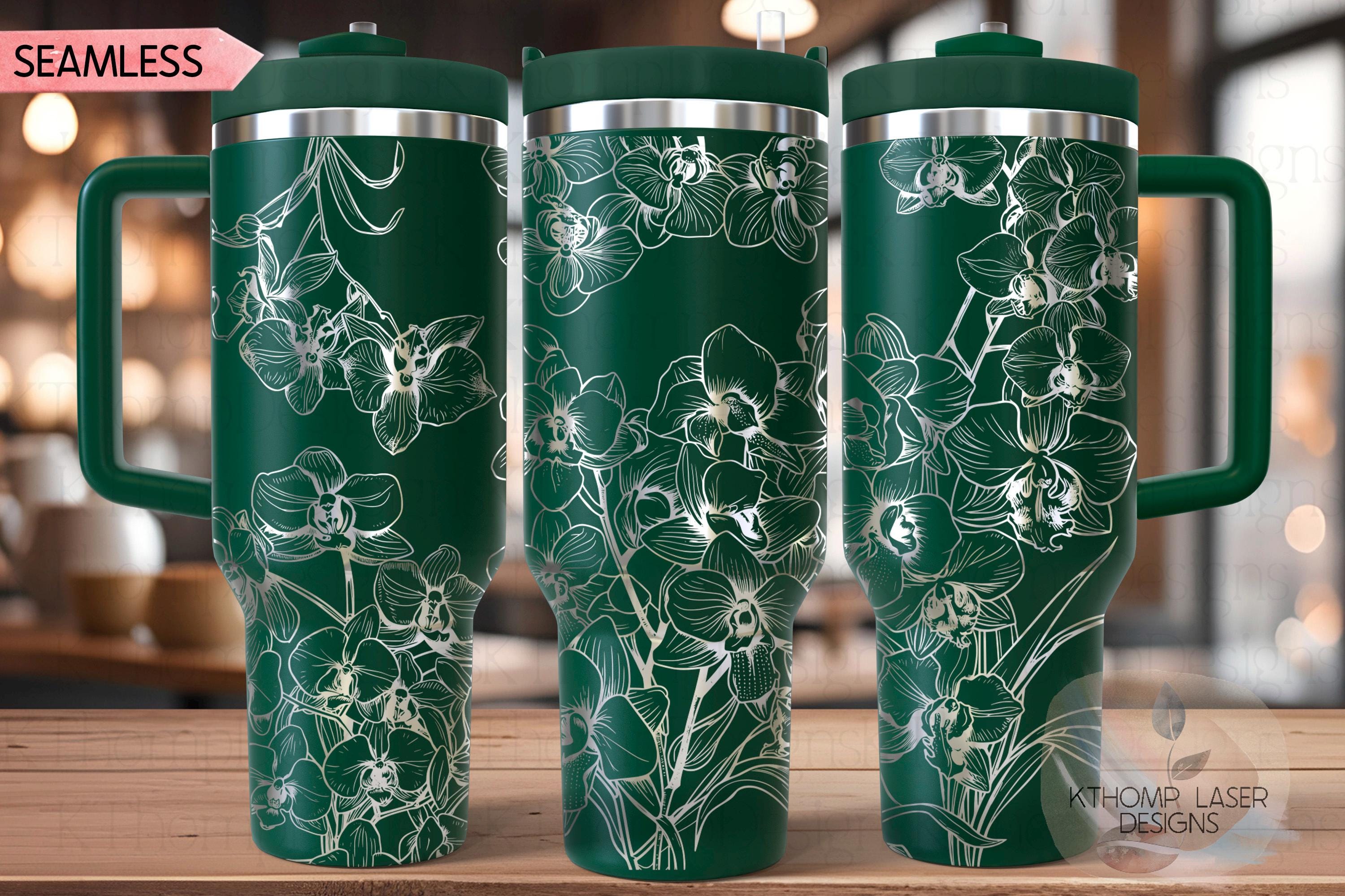Orchids Tumbler Wrap SVG | 40oz Laser Engraving File | Rotary Engrave Digital Design | Floral SVG Design
