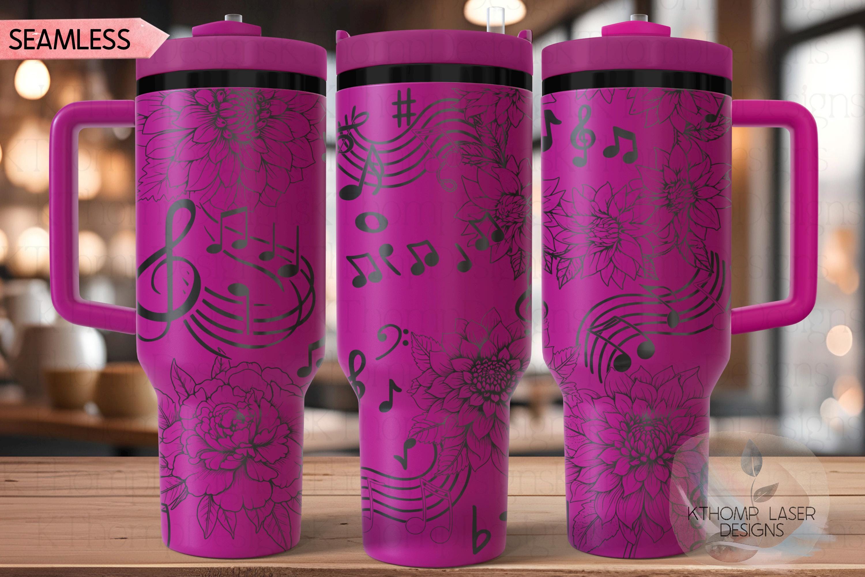 Floral Music Tumbler Wrap SVG | 40oz Laser Engraving File | Rotary Ready Digital Design | Career Gift SVG