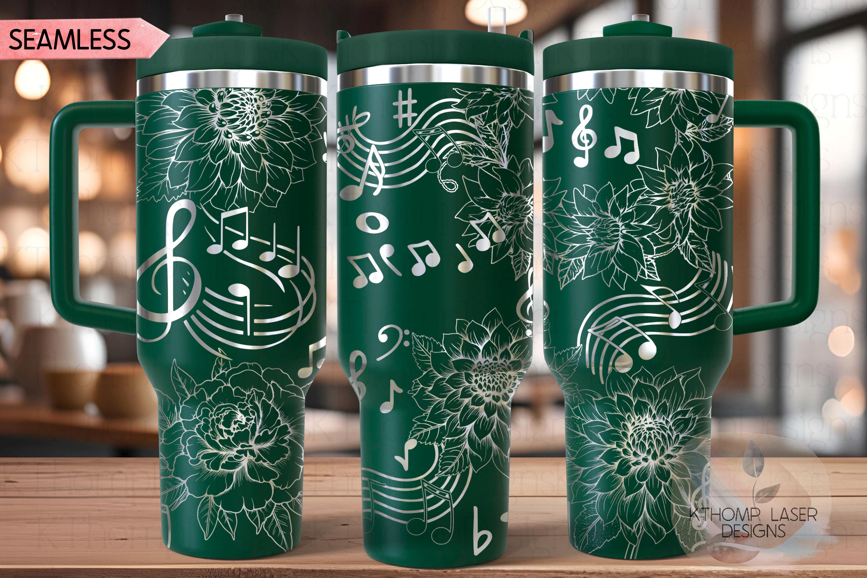 Floral Music Tumbler Wrap SVG | 40oz Laser Engraving File | Rotary Ready Digital Design | Career Gift SVG