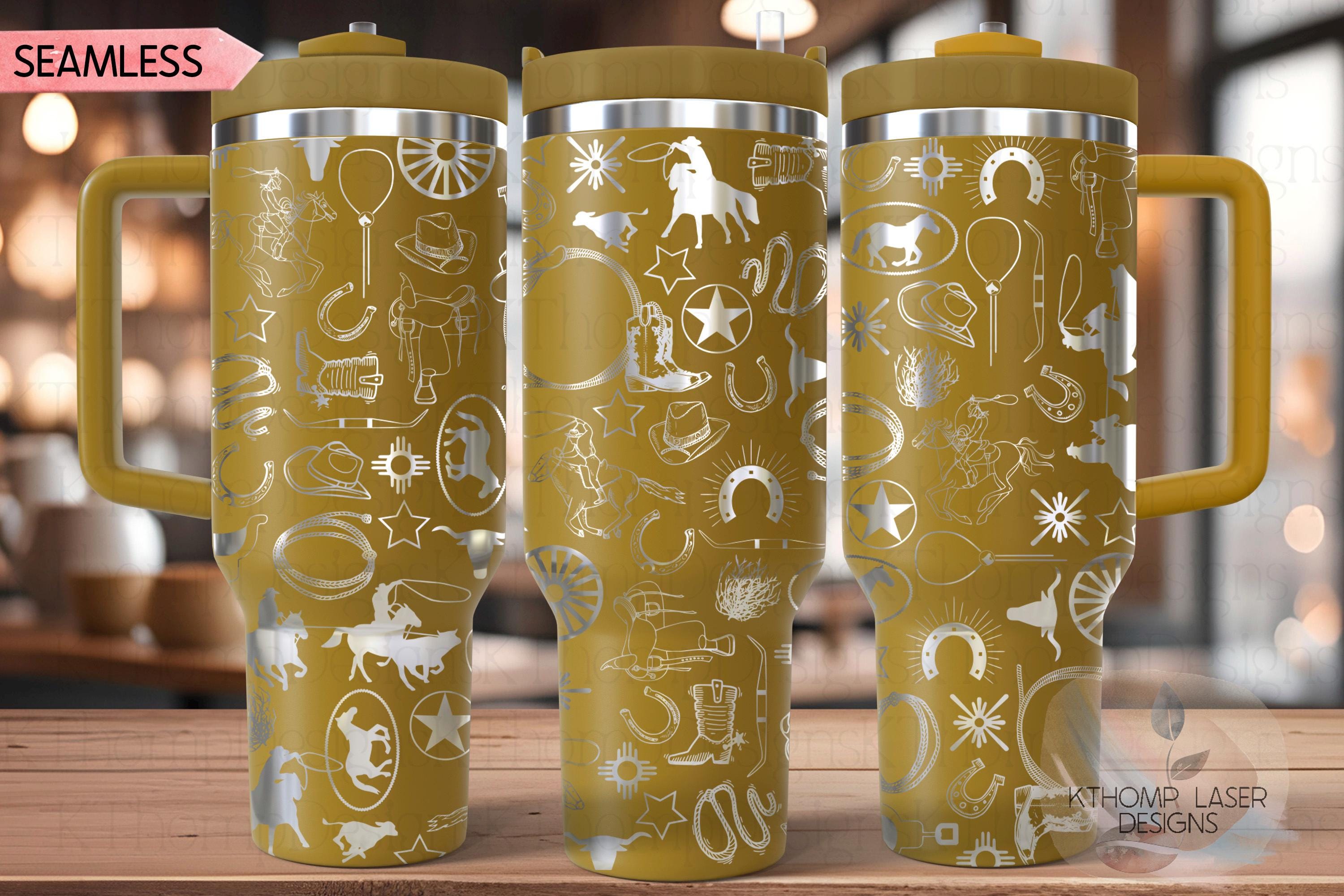Western Cowboy Tumbler Wrap SVG | 40oz Laser Engraving File | Rotary Ready Digital Design | Western Farm SVG