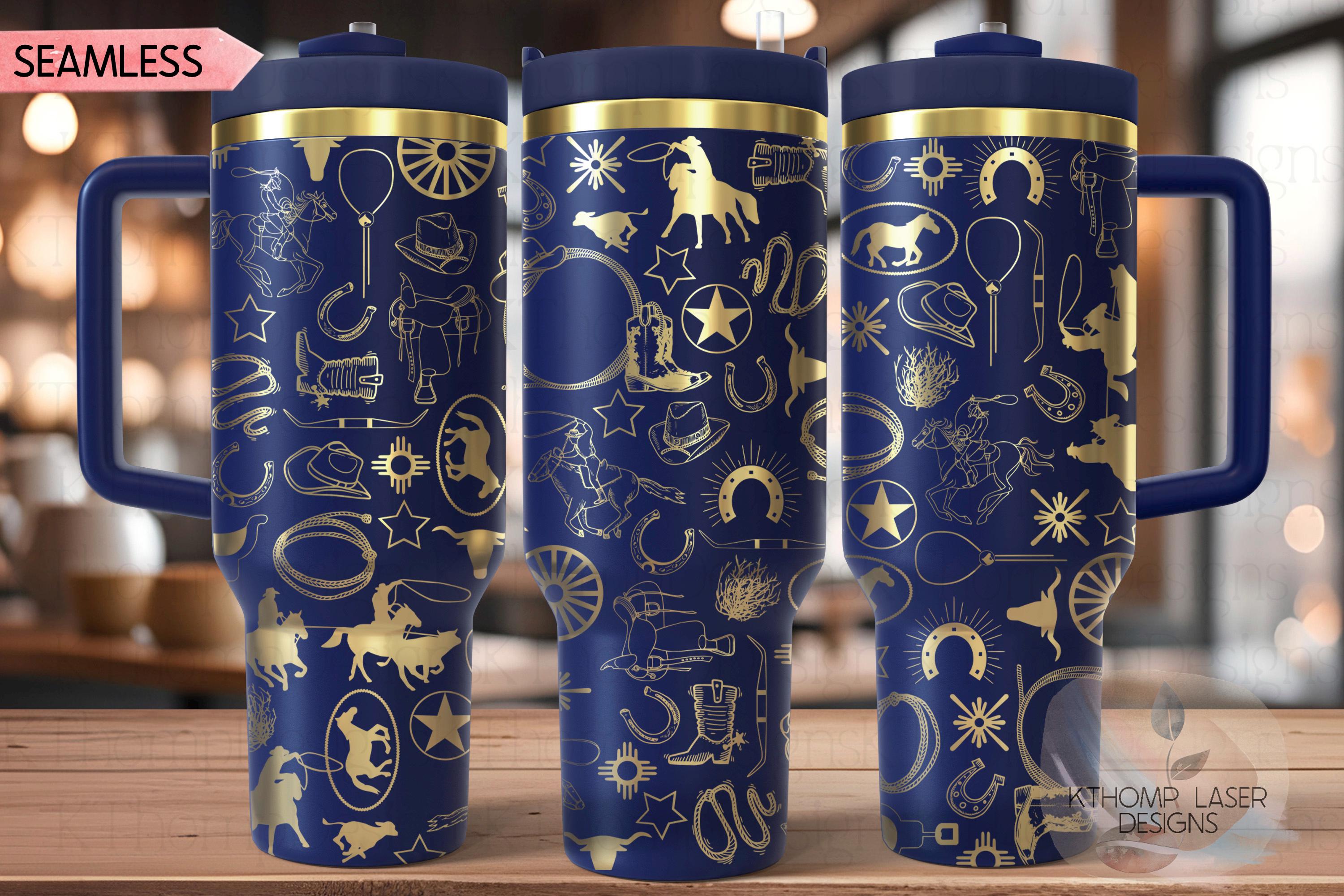 Western Cowboy Tumbler Wrap SVG | 40oz Laser Engraving File | Rotary Ready Digital Design | Western Farm SVG