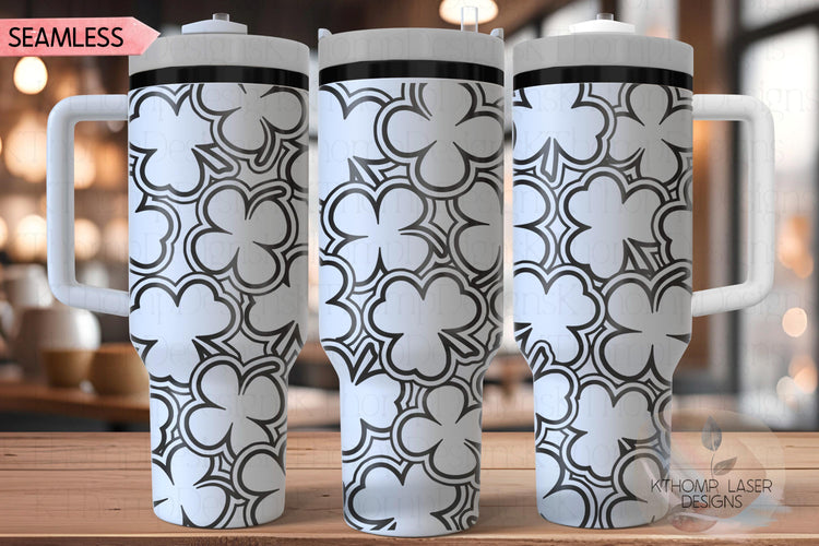 Shamrocks Burst Laser Engraved Full Wrap Design 40oz Tumbler, Digital Download, Seamless SVG For Laser Rotary