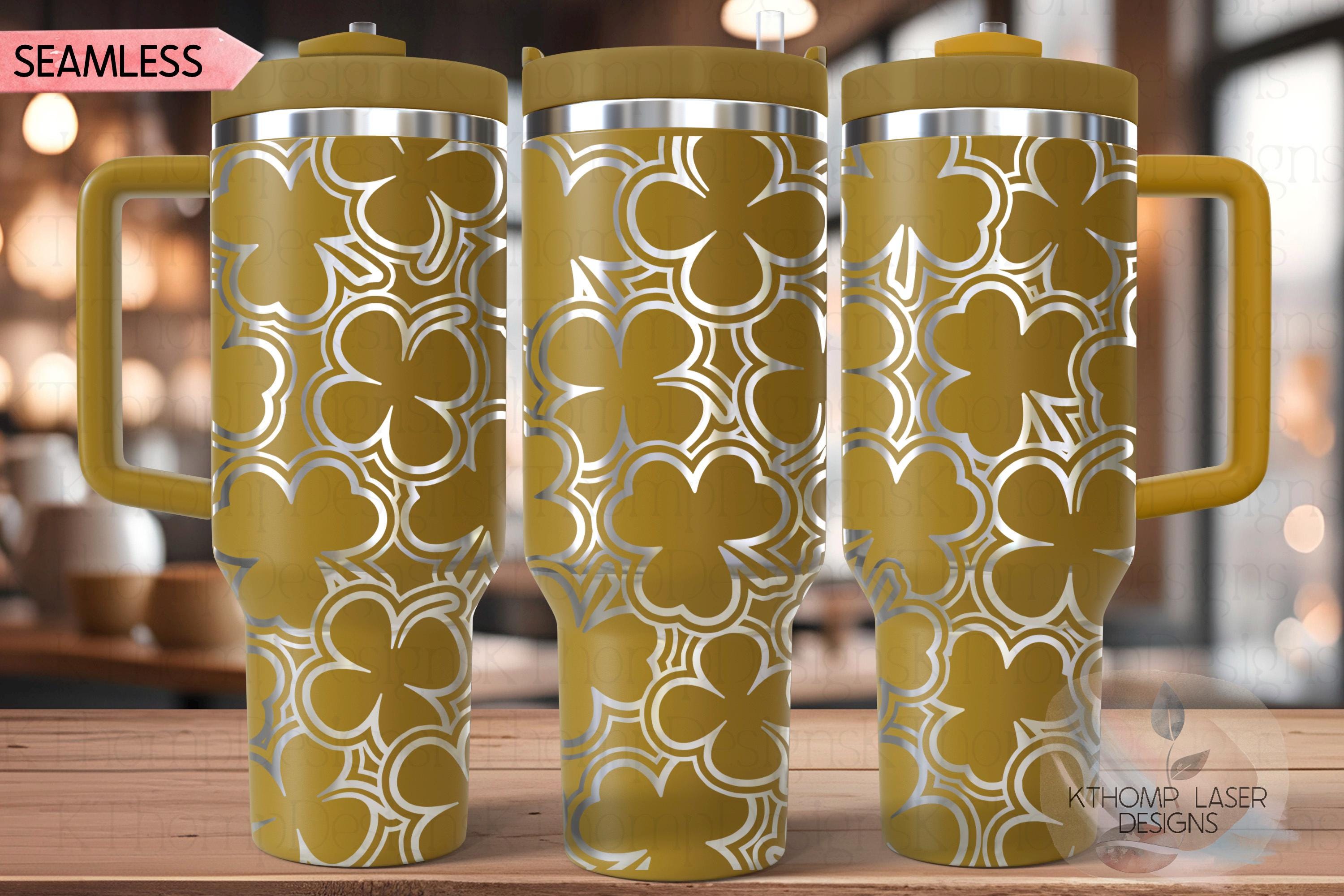 Shamrocks Burst Laser Engraved Full Wrap Design 40oz Tumbler, Digital Download, Seamless SVG For Laser Rotary
