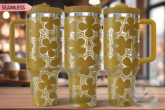 Shamrocks Burst Laser Engraved Full Wrap Design 40oz Tumbler, Digital Download, Seamless SVG For Laser Rotary