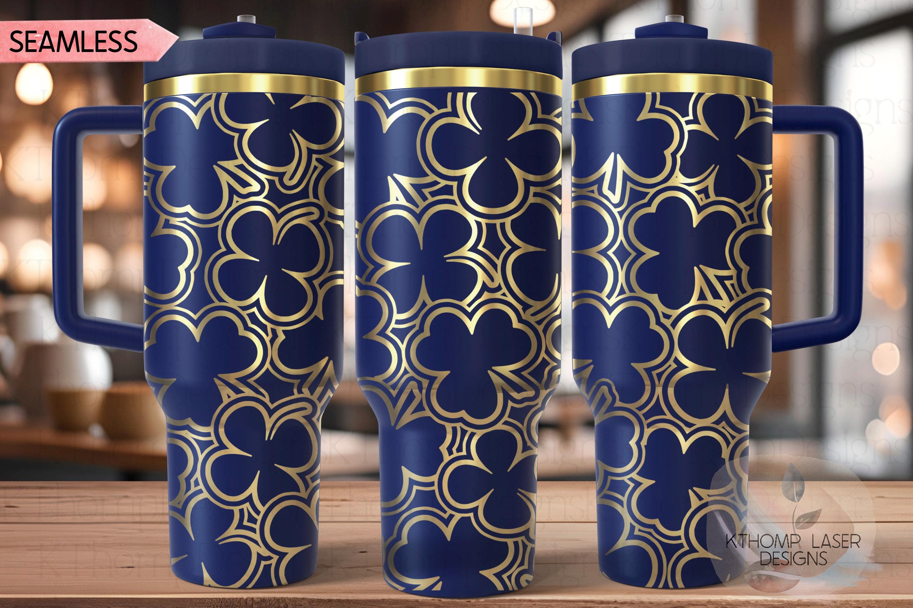Shamrocks Burst Laser Engraved Full Wrap Design 40oz Tumbler, Digital Download, Seamless SVG For Laser Rotary