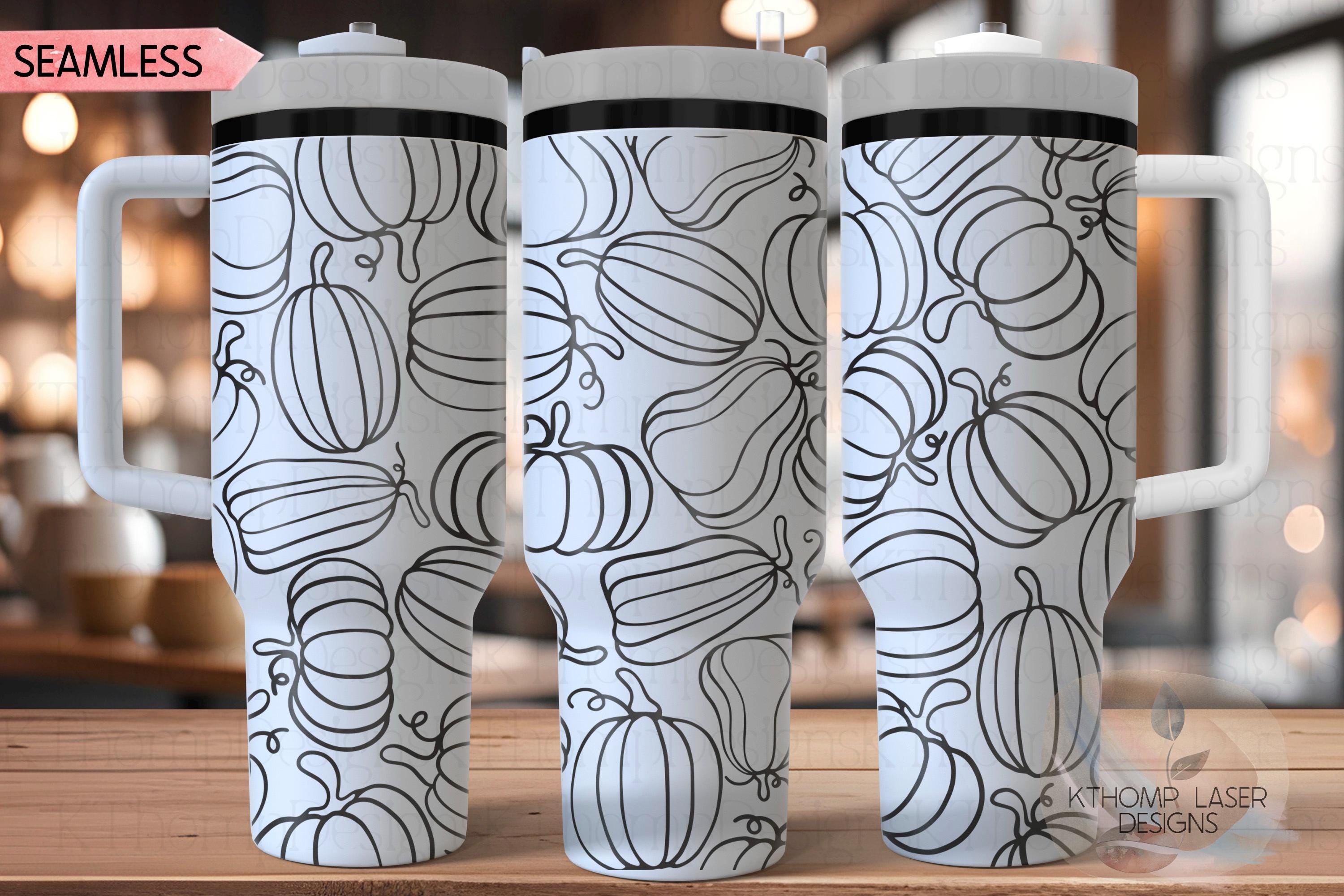 Pumpkin Burst Fall Doodles Holiday Tumbler Wrap SVG | 40oz Laser Engraving File | Rotary Ready Digital Design | Seasonal SVG
