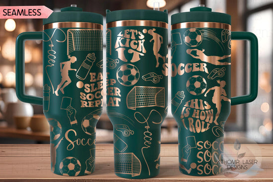 Soccer Fan Female Tumbler Wrap SVG | 40oz Laser Engraving File | Rotary Ready Digital Design | Sports Fan SVG