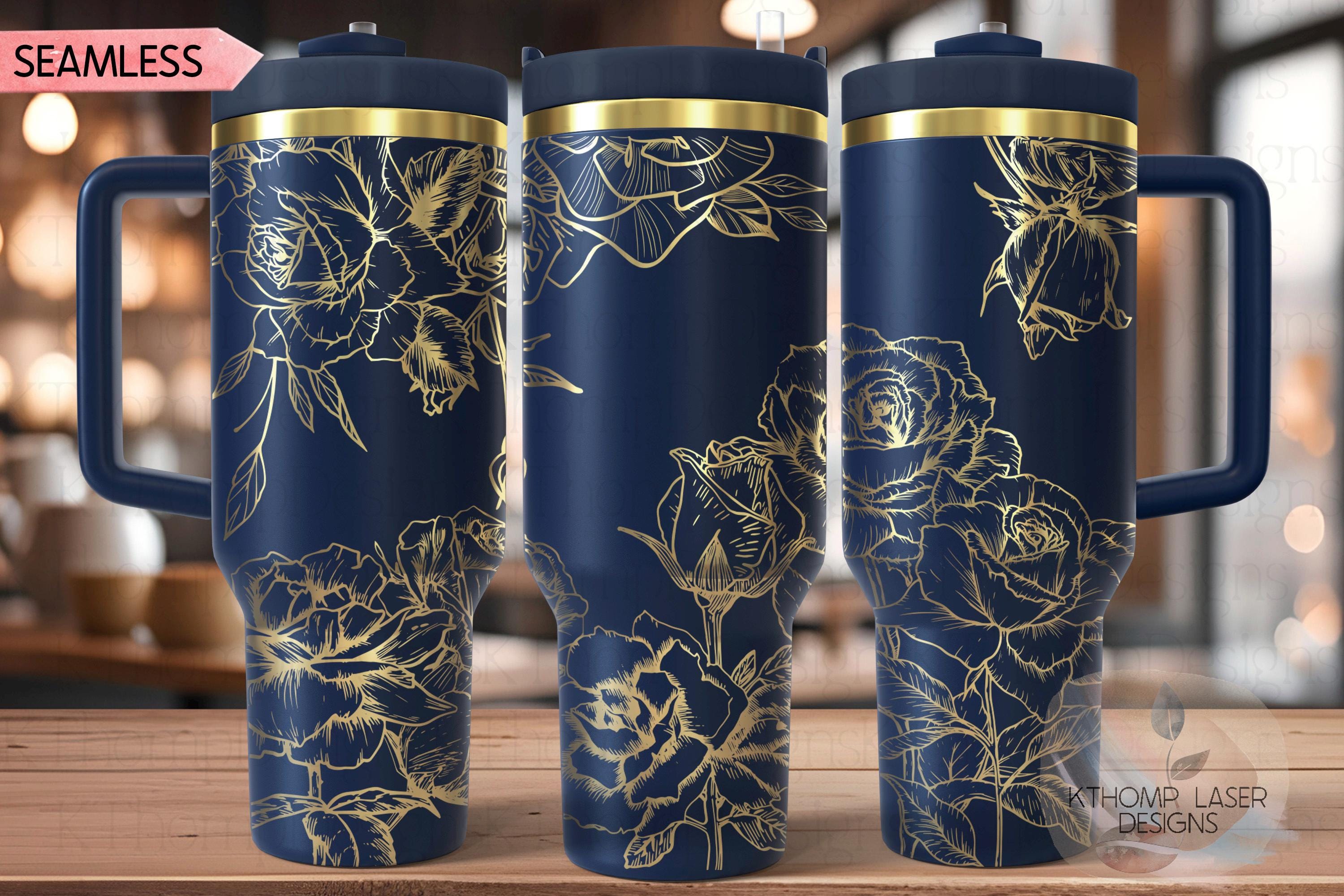 Roses 1 Tumbler Wrap SVG | 40oz Laser Engraving File | Rotary Engrave Digital Design | Floral SVG Design