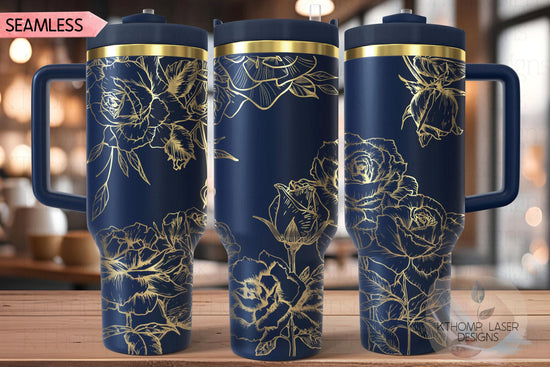 Roses 1 Tumbler Wrap SVG | 40oz Laser Engraving File | Rotary Engrave Digital Design | Floral SVG Design