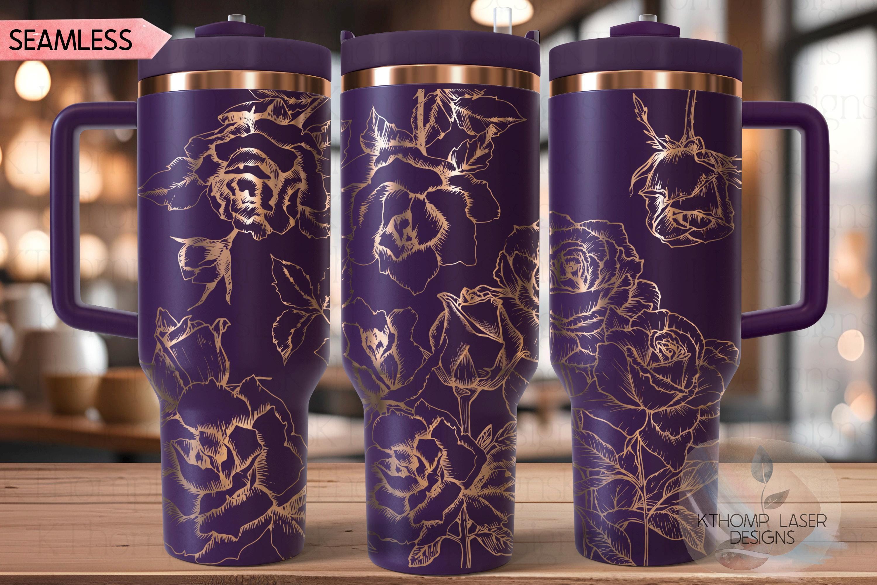 Roses 2 Tumbler Wrap SVG | 40oz Laser Engraving File | Rotary Engrave Digital Design | Floral SVG Design