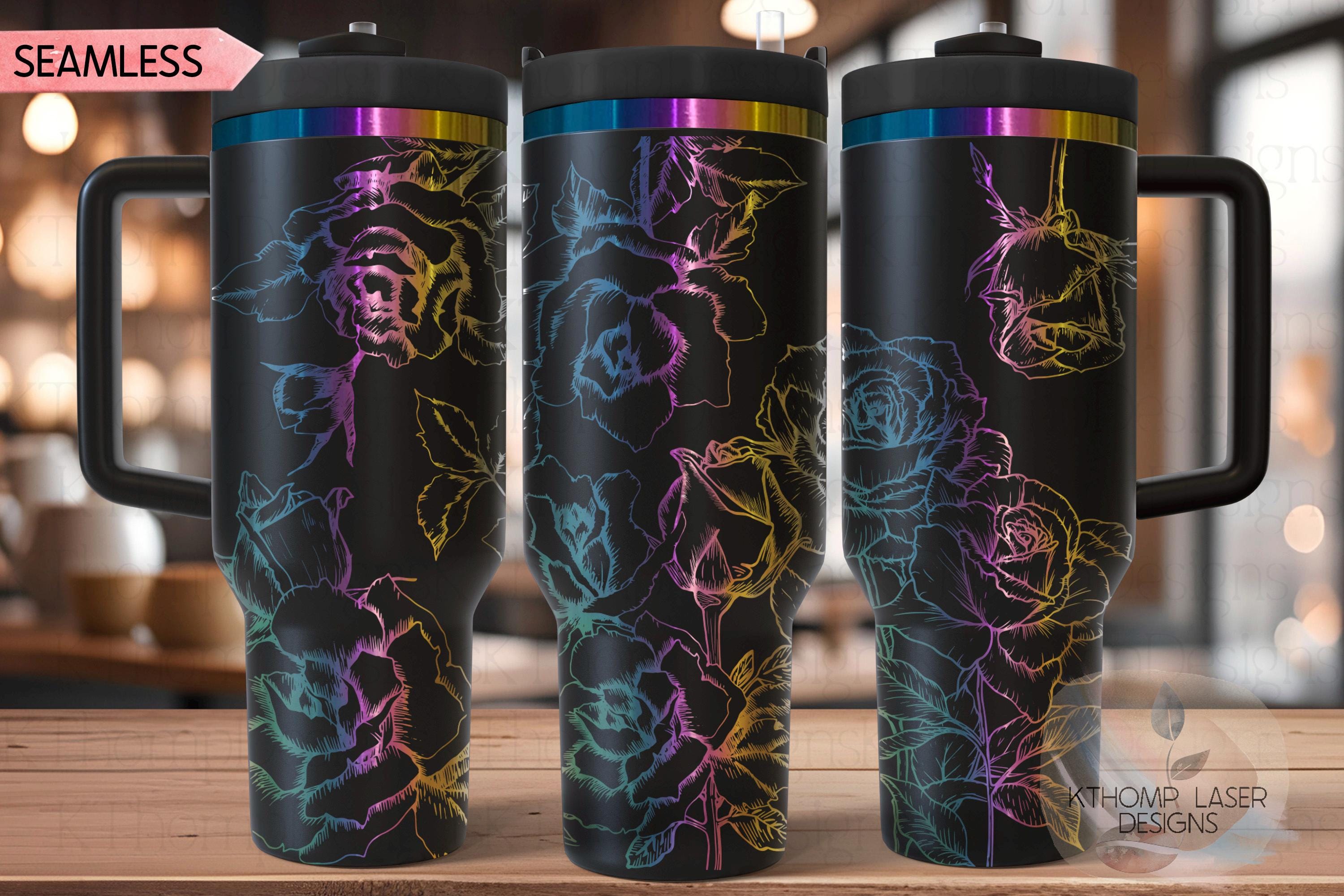 Roses 2 Tumbler Wrap SVG | 40oz Laser Engraving File | Rotary Engrave Digital Design | Floral SVG Design