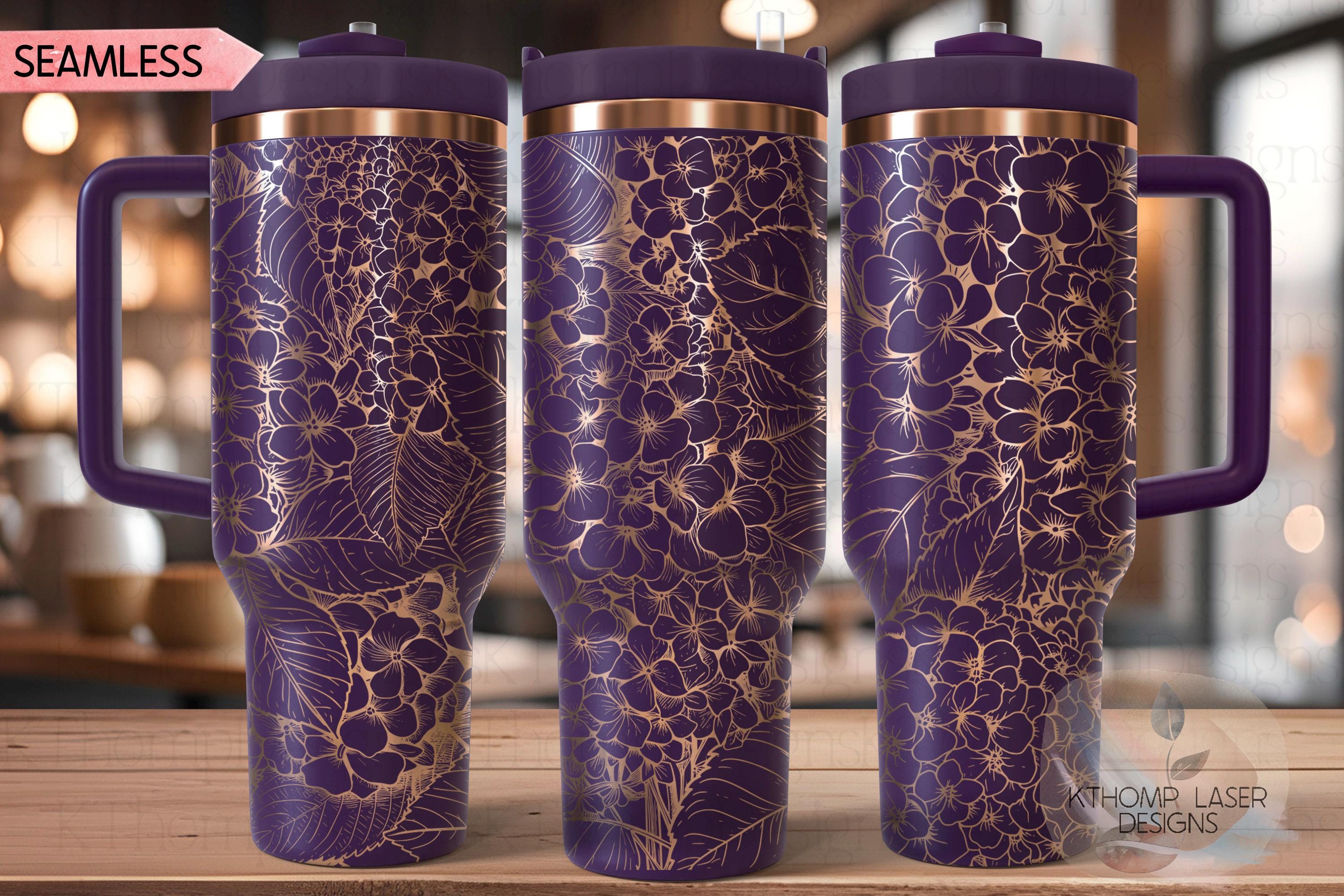 Hydrangeas Tumbler Wrap SVG | 40oz Laser Engraving File | Rotary Engrave Digital Design | Floral SVG Design