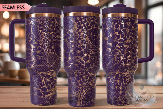 Hydrangeas Tumbler Wrap SVG | 40oz Laser Engraving File | Rotary Engrave Digital Design | Floral SVG Design