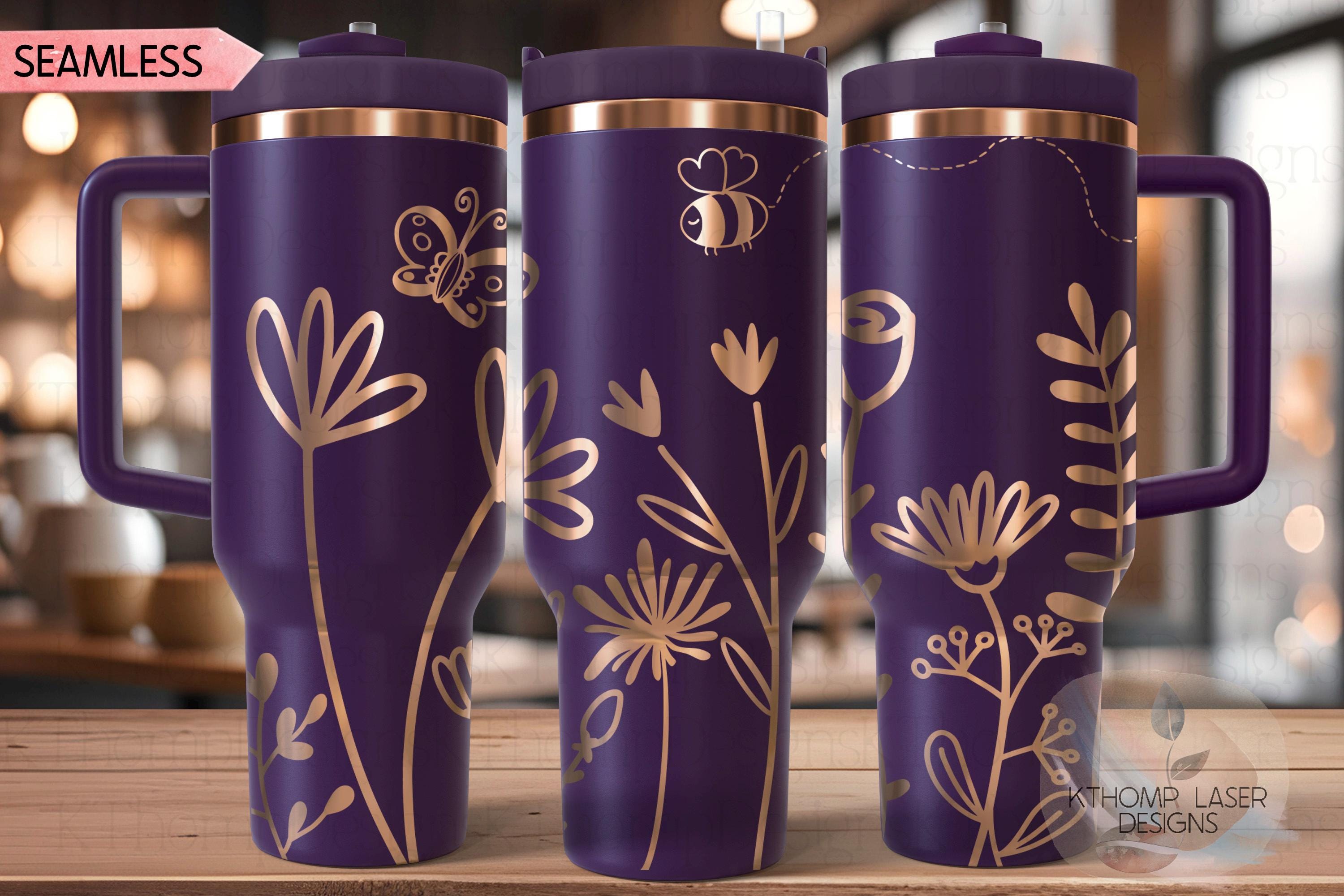 Floral Garden Tumbler Wrap SVG | 40oz Laser Engraving File | Rotary Engrave Digital Design | Floral SVG Design