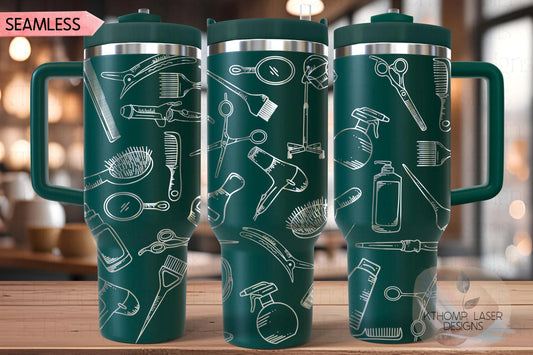 Hairstylist Tumbler Wrap SVG | 40oz Laser Engraving File | Rotary Ready Digital Design | Career Gift SVG