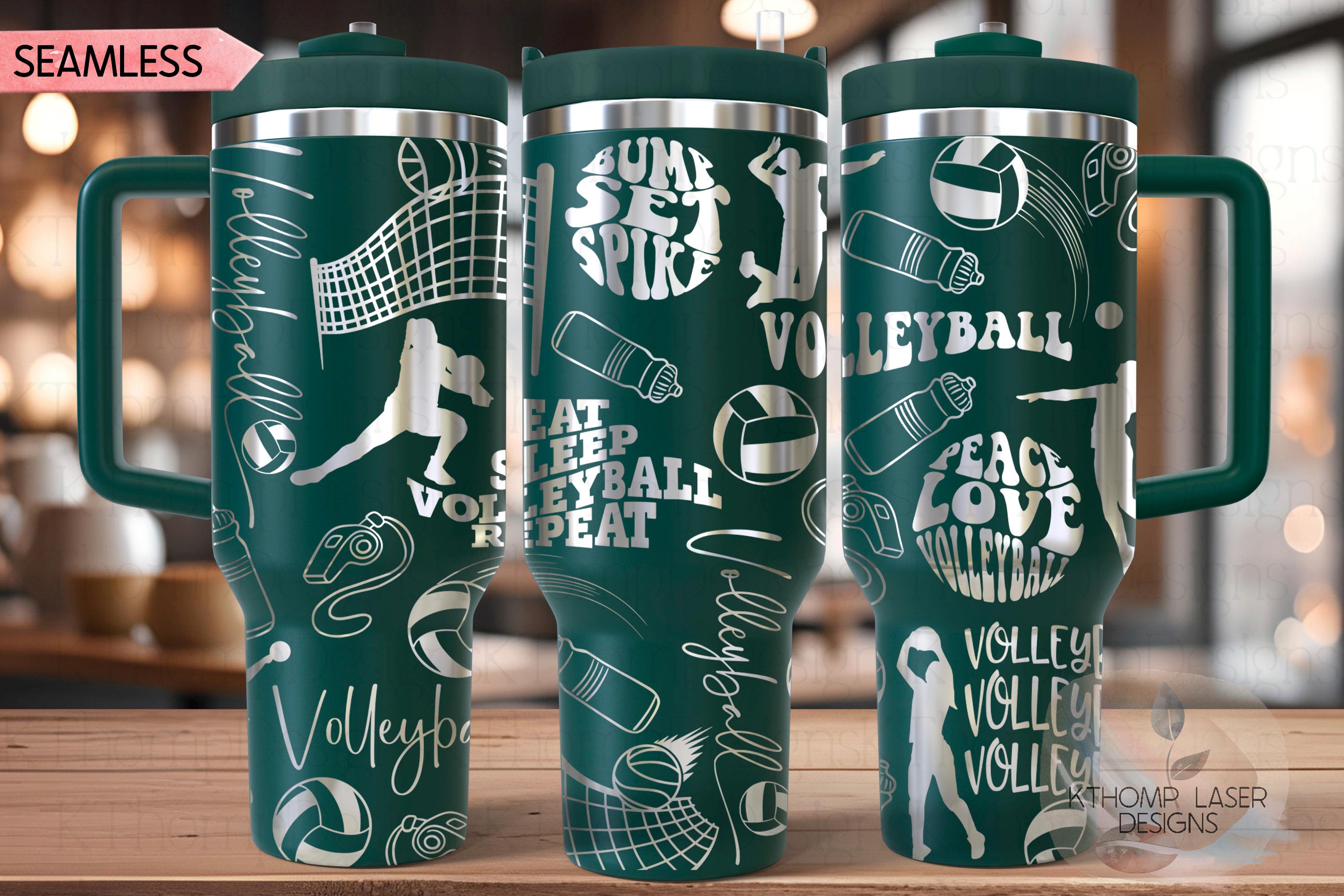 Volleyball Fan Girl Tumbler Wrap SVG | 40oz Laser Engraving File | Rotary Ready Digital Design | Sports Fan SVG