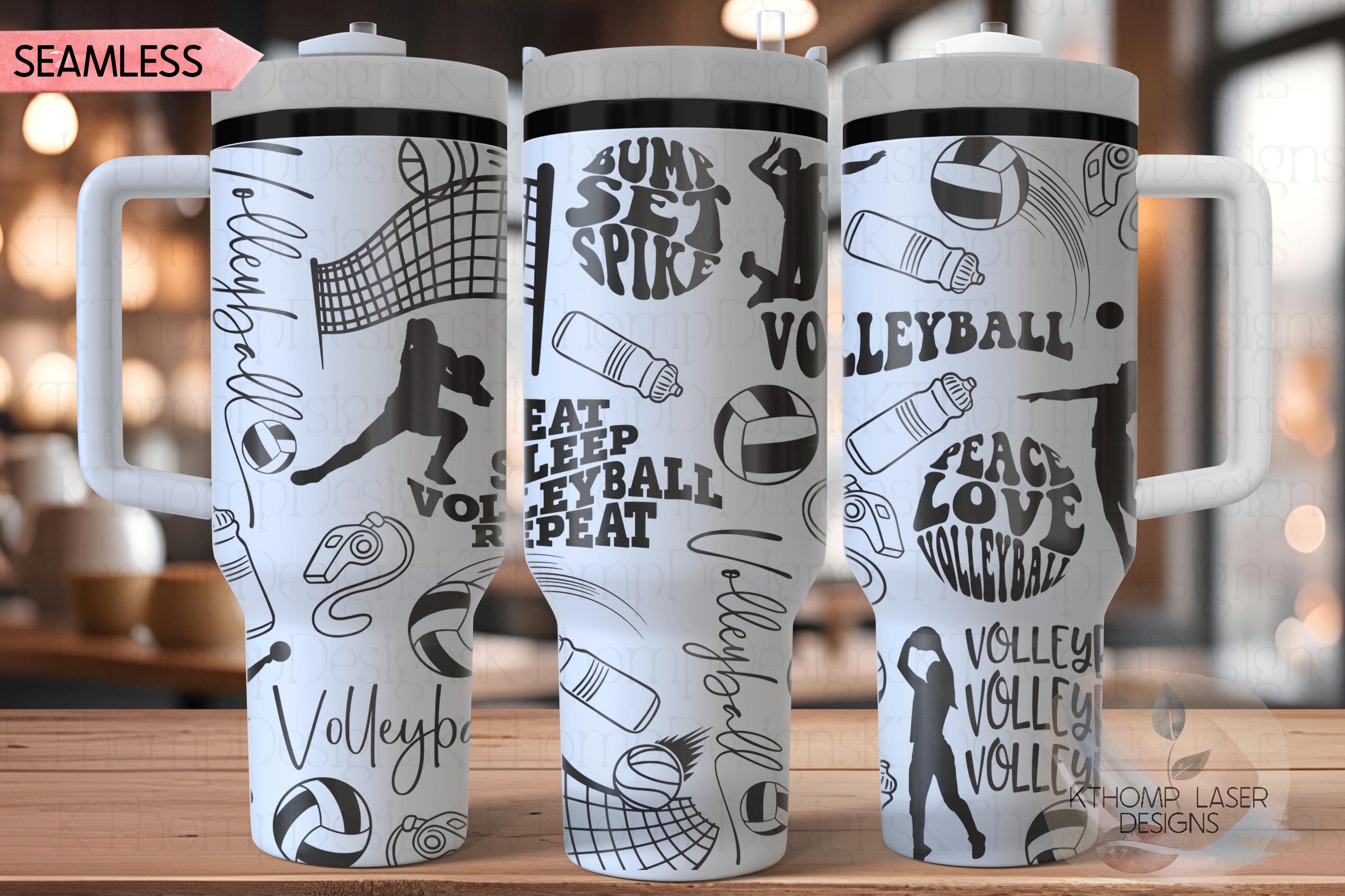 Volleyball Fan Girl Tumbler Wrap SVG | 40oz Laser Engraving File | Rotary Ready Digital Design | Sports Fan SVG
