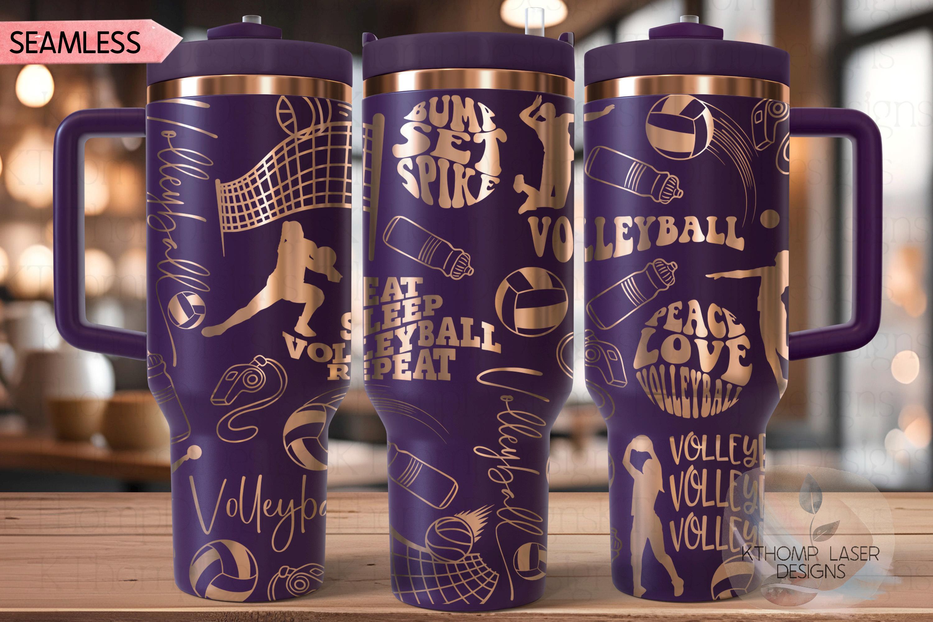 Volleyball Fan Girl Tumbler Wrap SVG | 40oz Laser Engraving File | Rotary Ready Digital Design | Sports Fan SVG