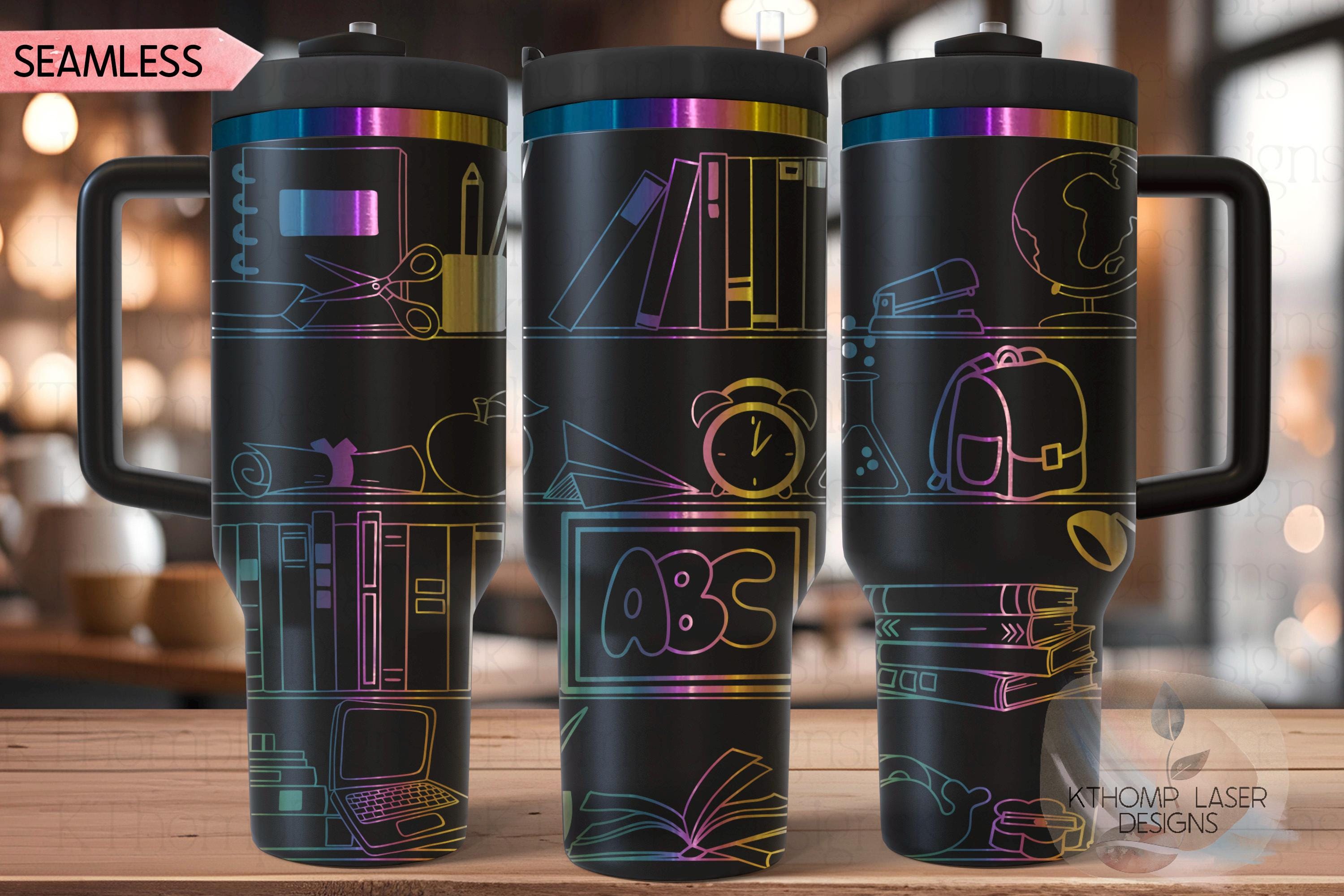 School Shelves Tumbler Wrap SVG | 40oz Laser Engraving File | Rotary Ready Digital Design | Career Gift SVG