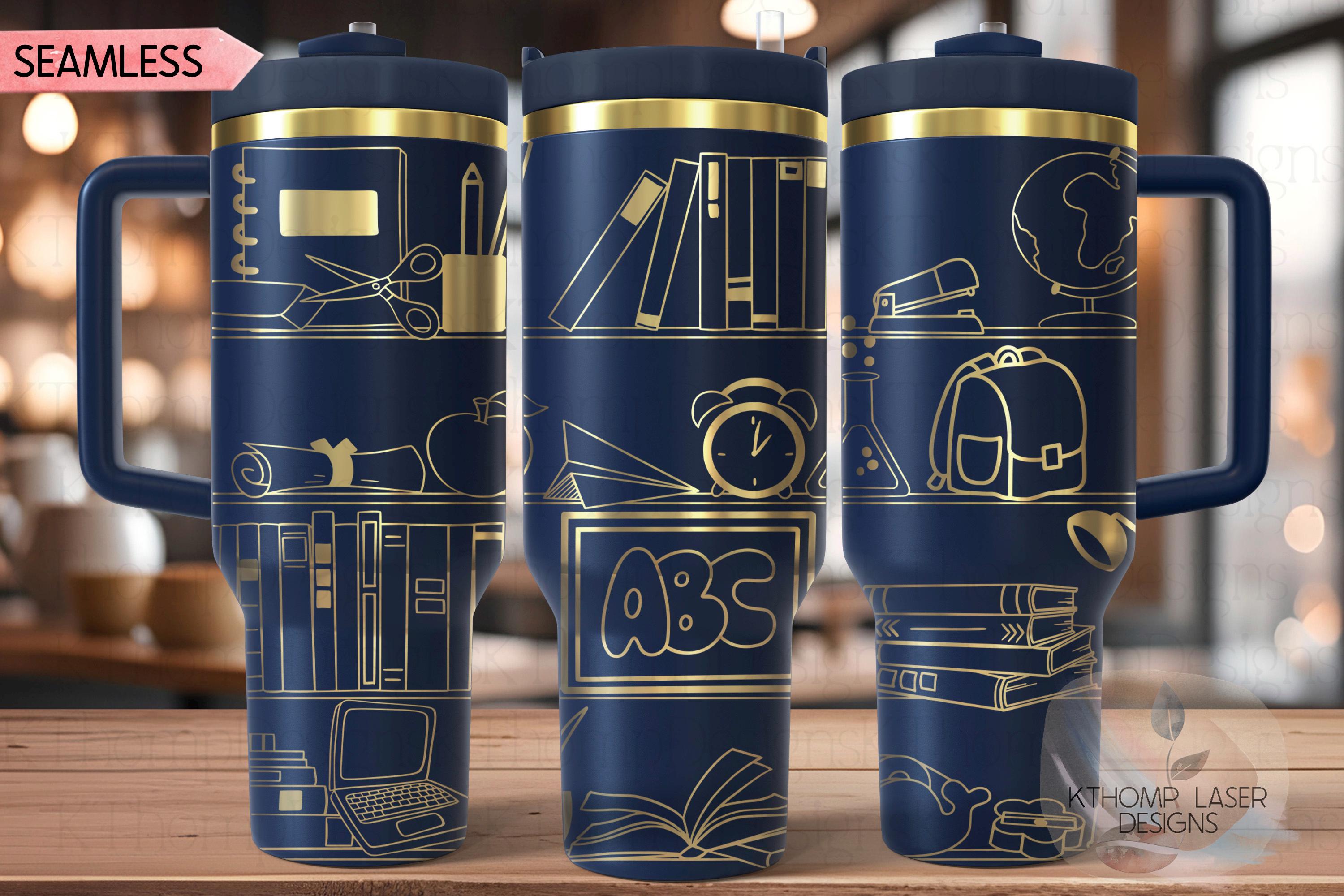 School Shelves Tumbler Wrap SVG | 40oz Laser Engraving File | Rotary Ready Digital Design | Career Gift SVG