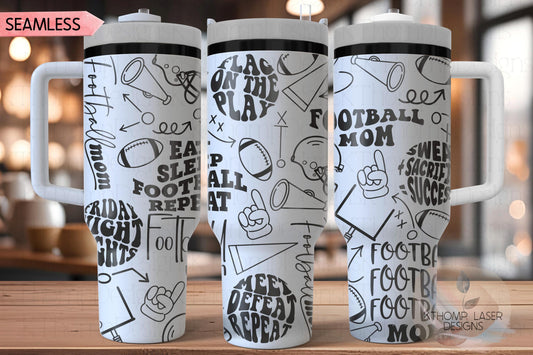 Football Mom 2 Tumbler Wrap SVG | 40oz Laser Engraving File | Rotary Ready Digital Design | Mom Life SVG