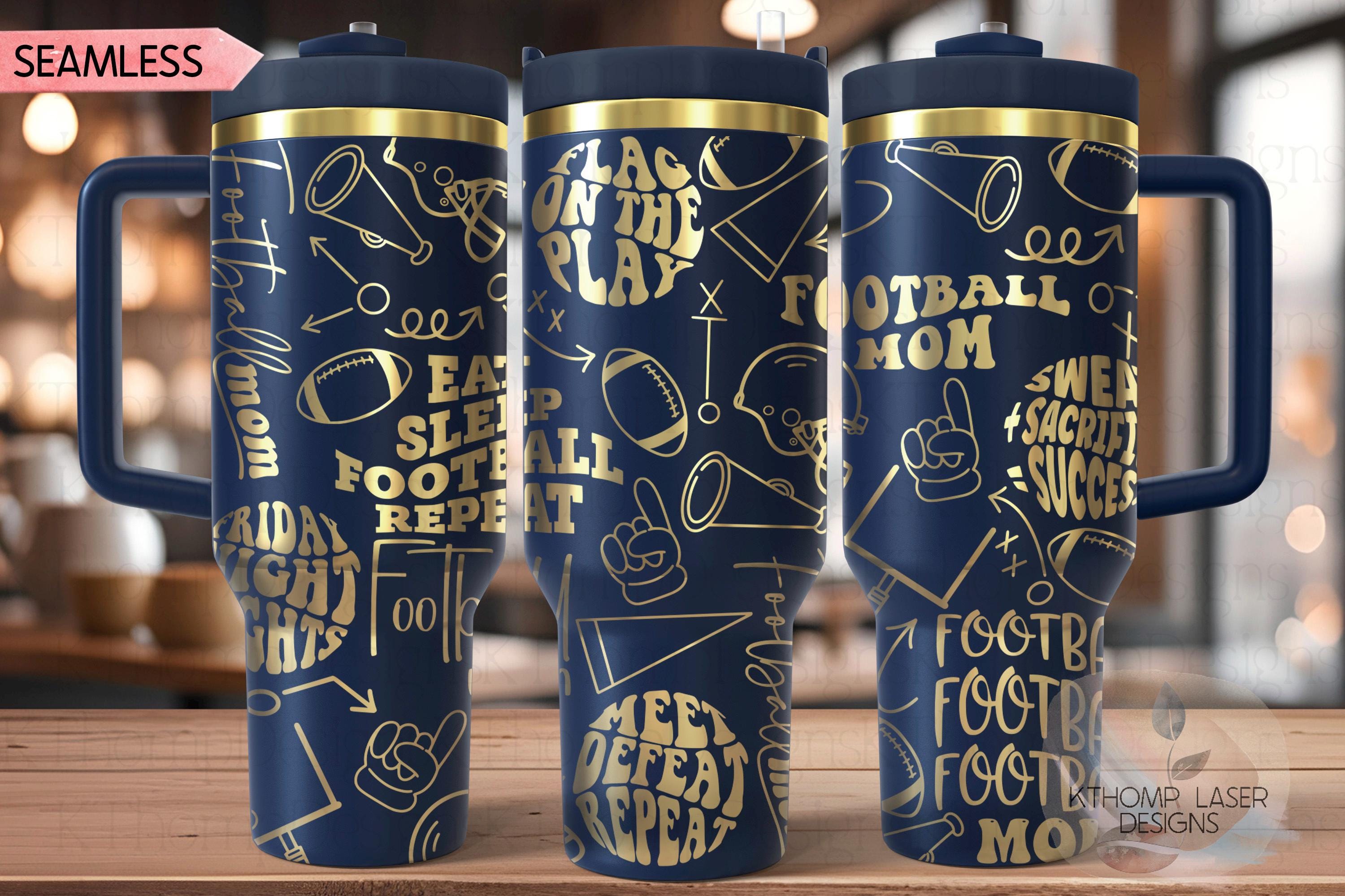 Football Mom 2 Tumbler Wrap SVG | 40oz Laser Engraving File | Rotary Ready Digital Design | Mom Life SVG