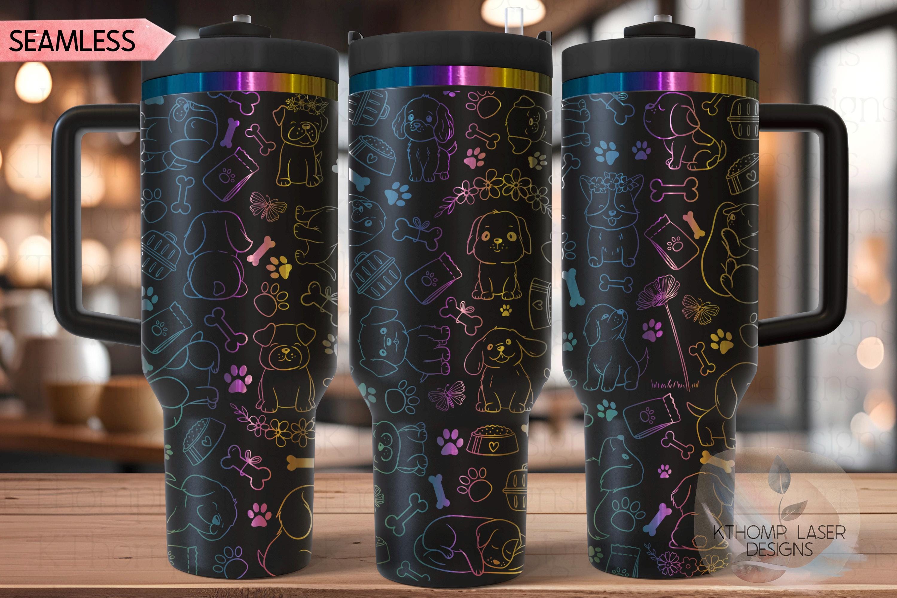 Dog Doodles Tumbler Wrap SVG | 40oz Laser Engraving File | Rotary Engrave Digital Design | Dog Lover Gift