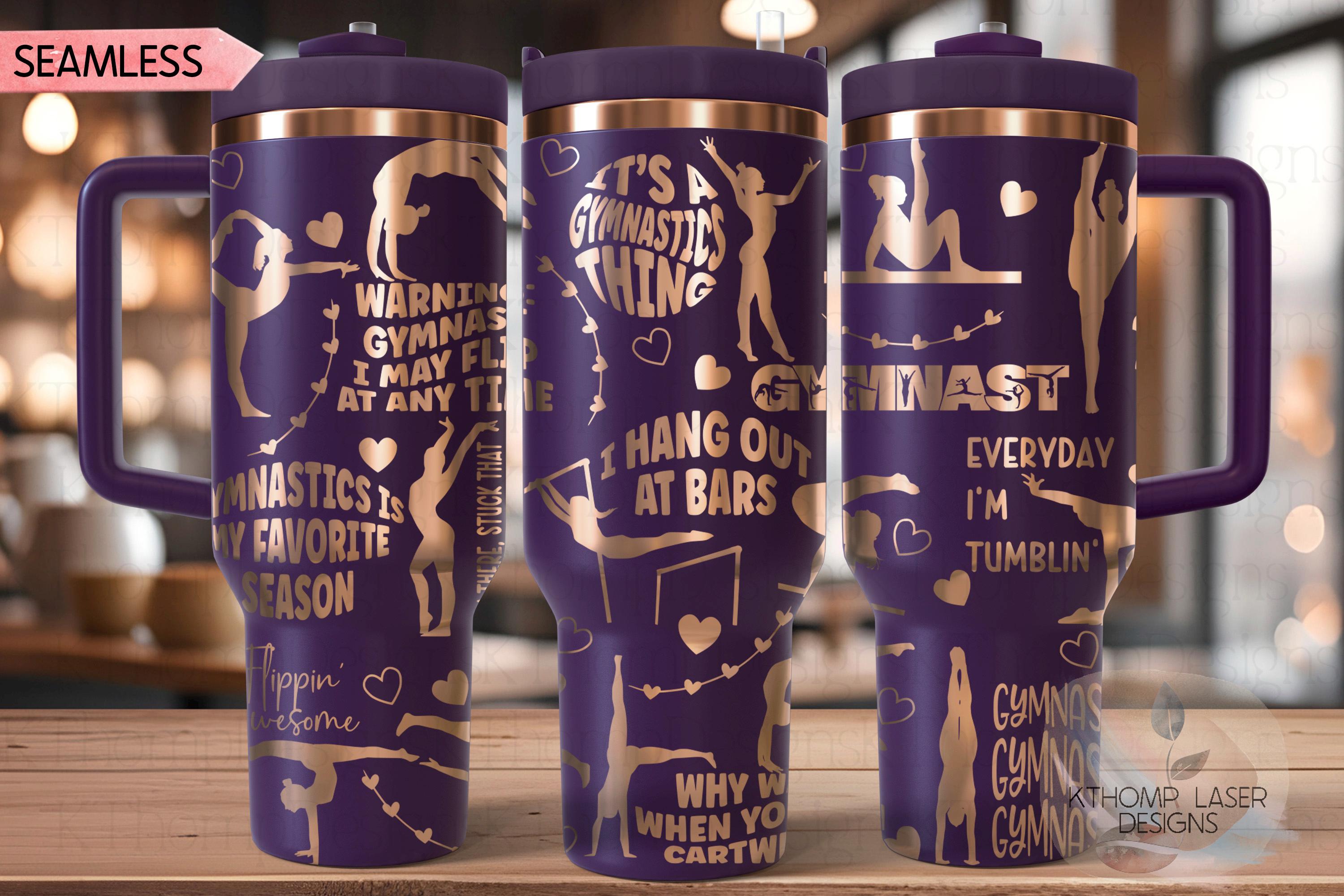 Gymnast Tumbler Wrap SVG | 40oz Laser Engraving File | Rotary Ready Digital Design | Sports Fan SVG