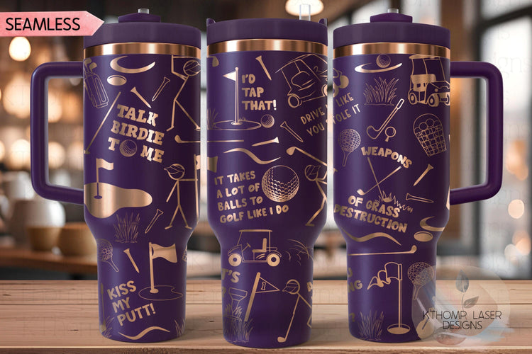 Golf Fan Tumbler Wrap SVG | 40oz Laser Engraving File | Rotary Ready Digital Design | Sports Fan SVG