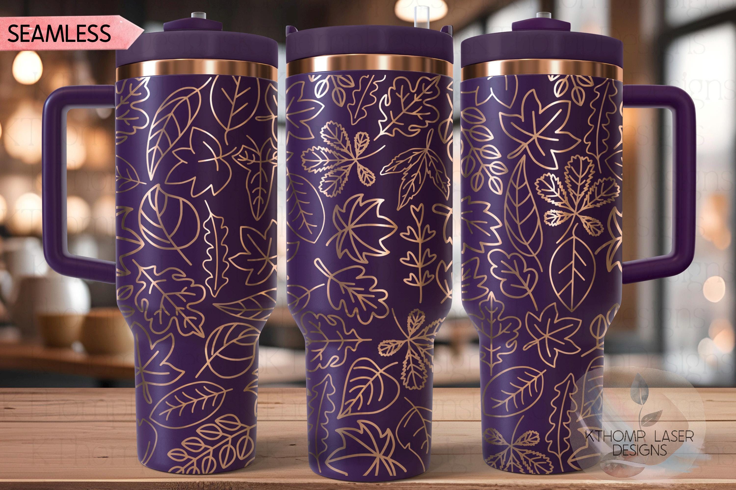 Fall Leaves Doodles Holiday Tumbler Wrap SVG | 40oz Laser Engraving File | Rotary Ready Digital Design | Seasonal SVG
