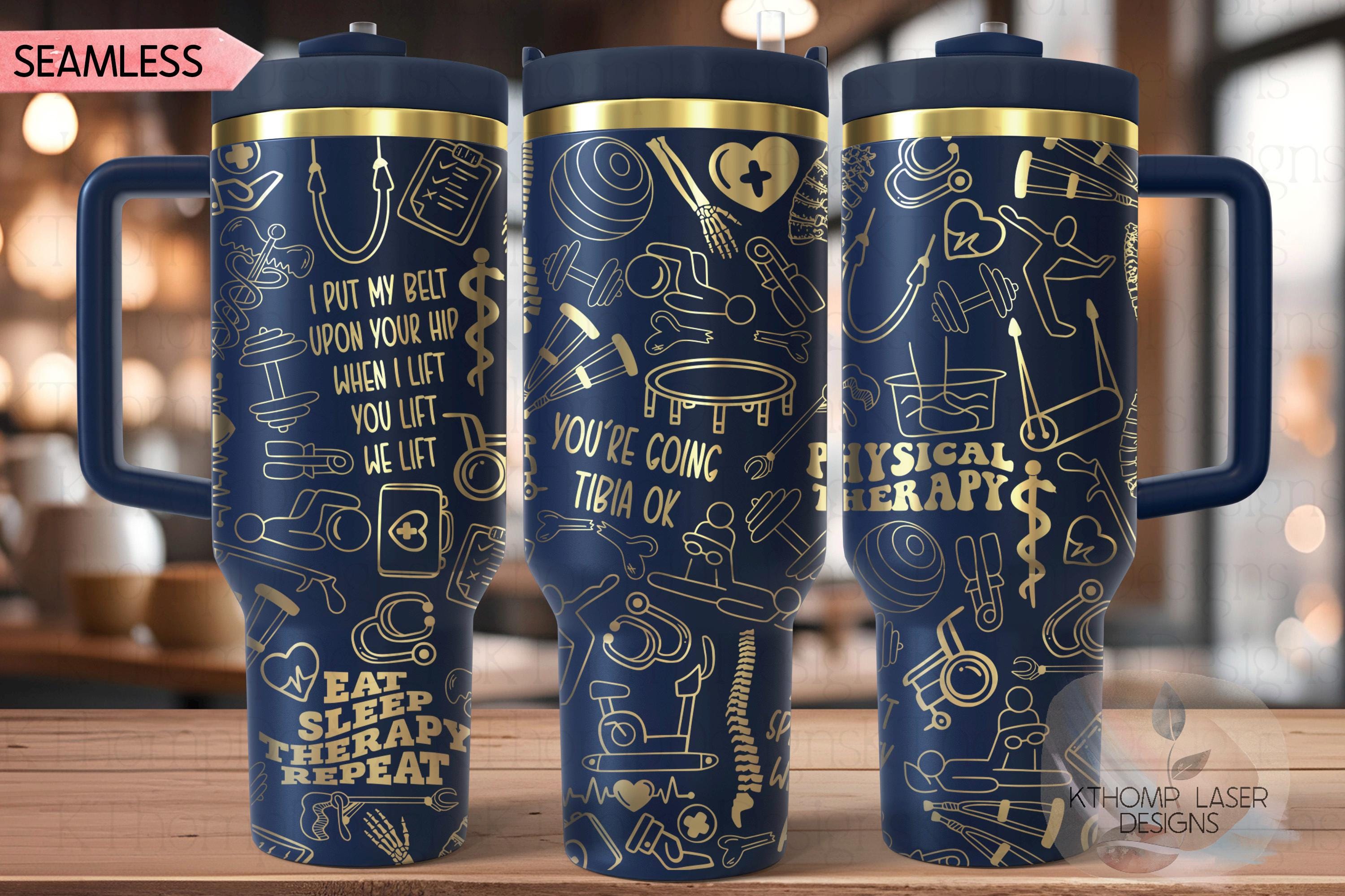 Physical Therapist Tumbler Wrap SVG | 40oz Laser Engraving File | Rotary Ready Digital Design | Career Gift SVG