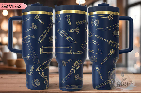 Tools Tumbler Wrap SVG | 40oz Laser Engraving File | Rotary Ready Digital Design | Career Gift SVG