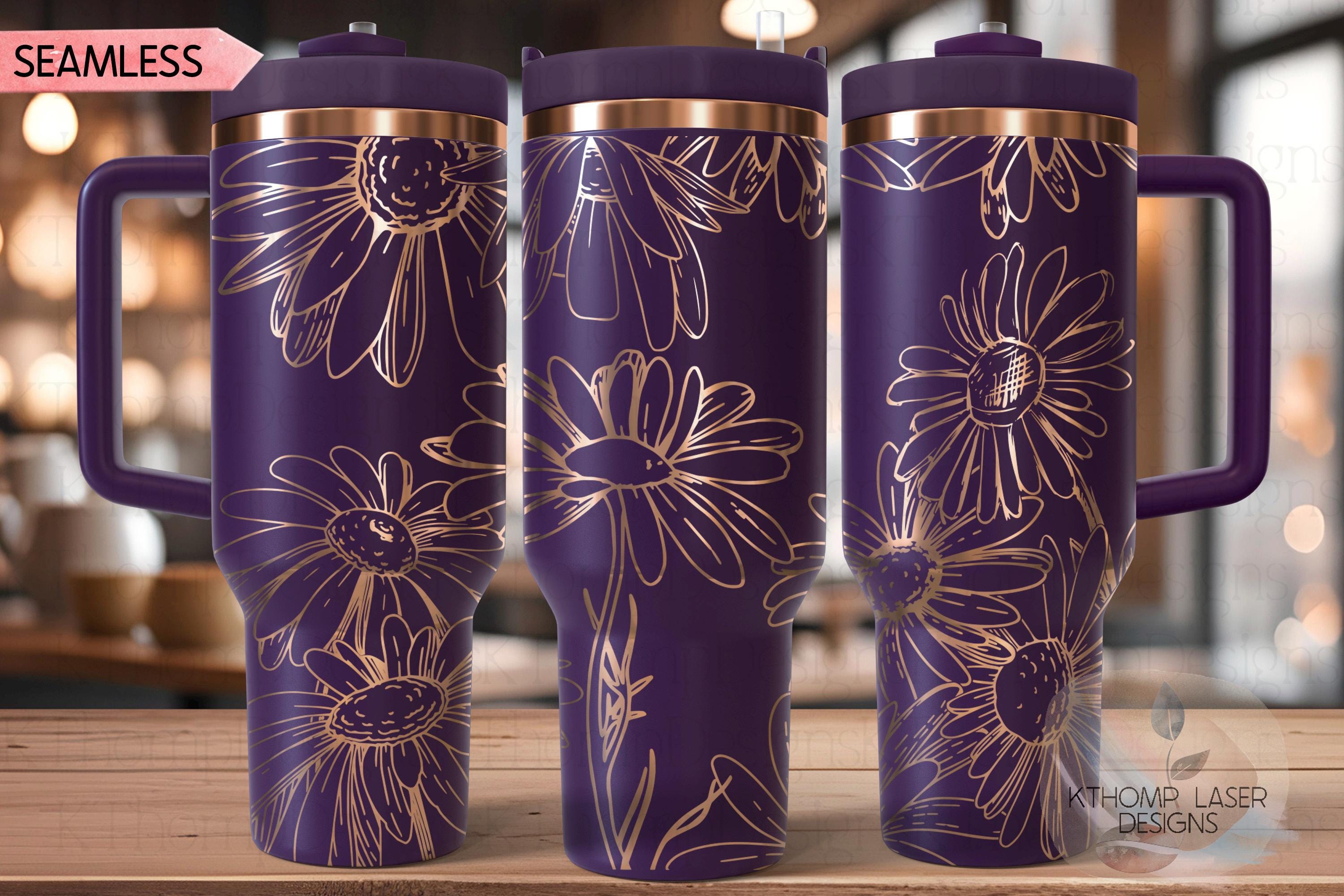 Daisies Tumbler Wrap SVG | 40oz Laser Engraving File | Rotary Engrave Digital Design | Floral SVG Design