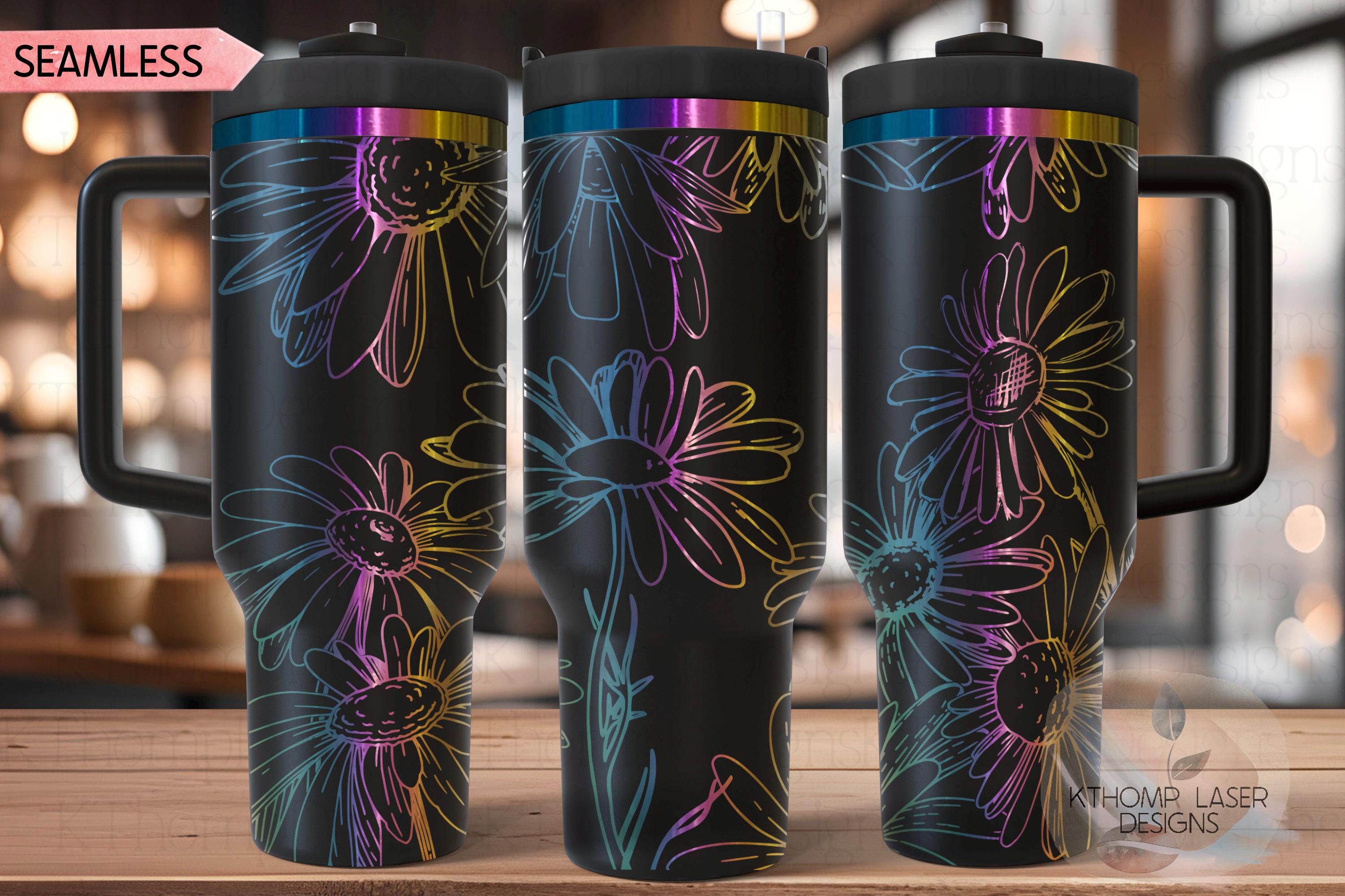 Daisies Tumbler Wrap SVG | 40oz Laser Engraving File | Rotary Engrave Digital Design | Floral SVG Design
