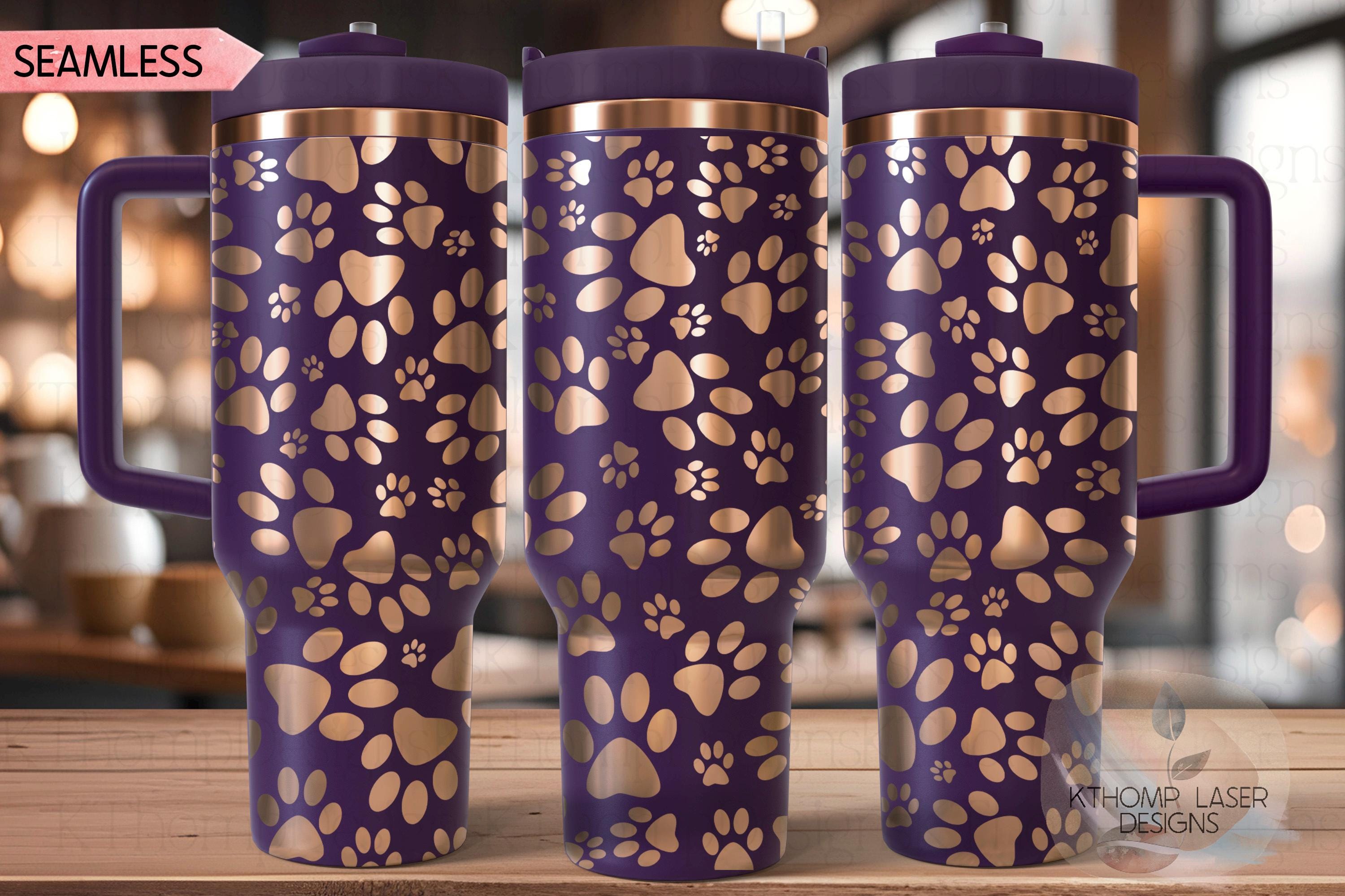 Paw Prints Tumbler Wrap SVG | 40oz Laser Engraving File | Rotary Ready Digital Design | Pet Lover Gift