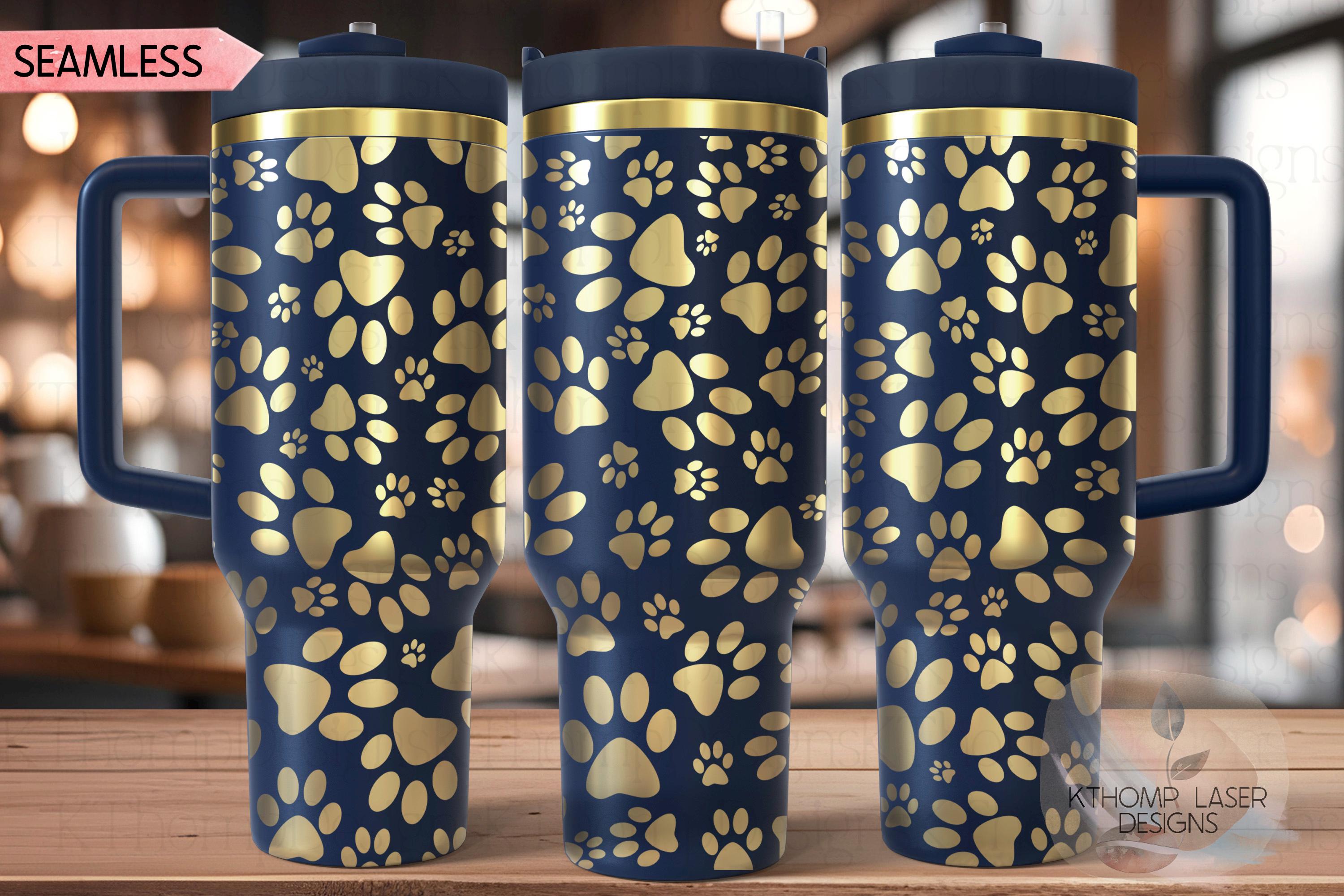 Paw Prints Tumbler Wrap SVG | 40oz Laser Engraving File | Rotary Ready Digital Design | Pet Lover Gift