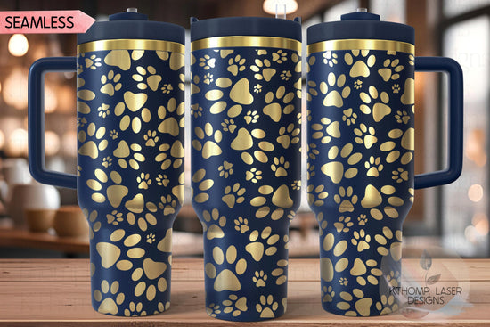 Paw Prints Tumbler Wrap SVG | 40oz Laser Engraving File | Rotary Ready Digital Design | Pet Lover Gift