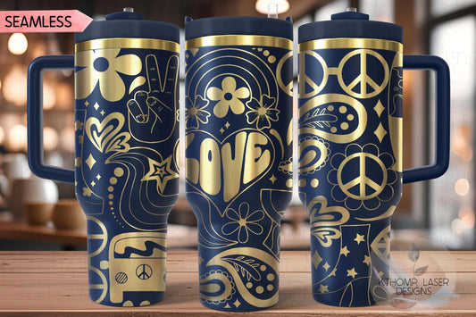 Retro Groovy 70's Tumbler Wrap SVG | 40oz Laser Engraving File | Rotary Ready Digital Design | Graduation Wedding SVG
