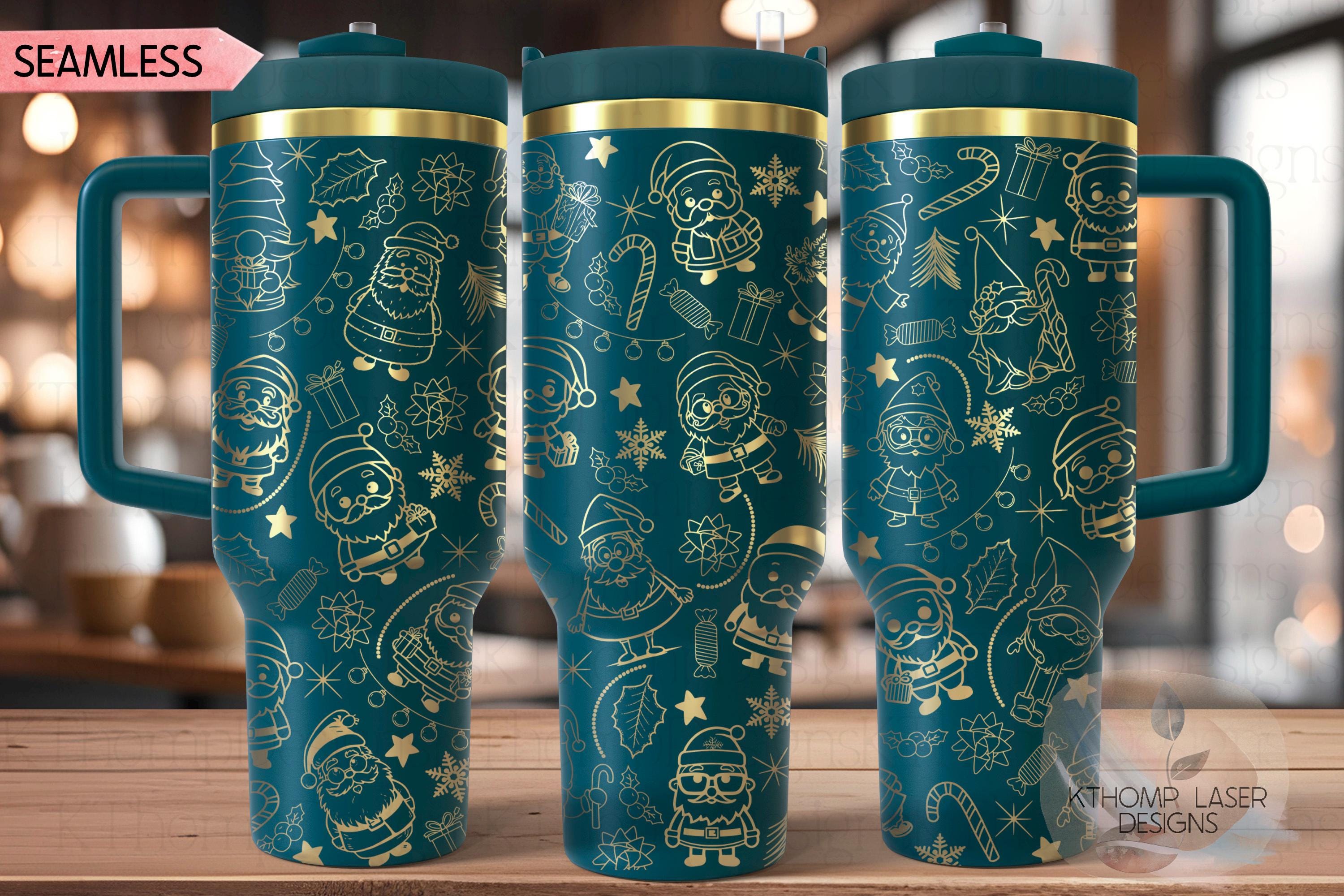 Cute Santa Doodles Christmas Holiday Tumbler Wrap SVG | 40oz Laser Engraving File | Rotary Ready Digital Design | Seasonal SVG