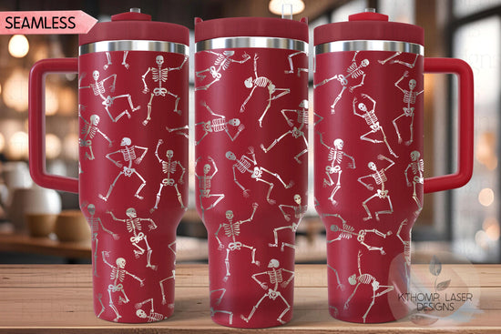 Dancing Skeletons Halloween Cute Skellies Holiday Tumbler Wrap SVG | 40oz Laser Engraving File | Rotary Ready Digital Design | Seasonal SVG