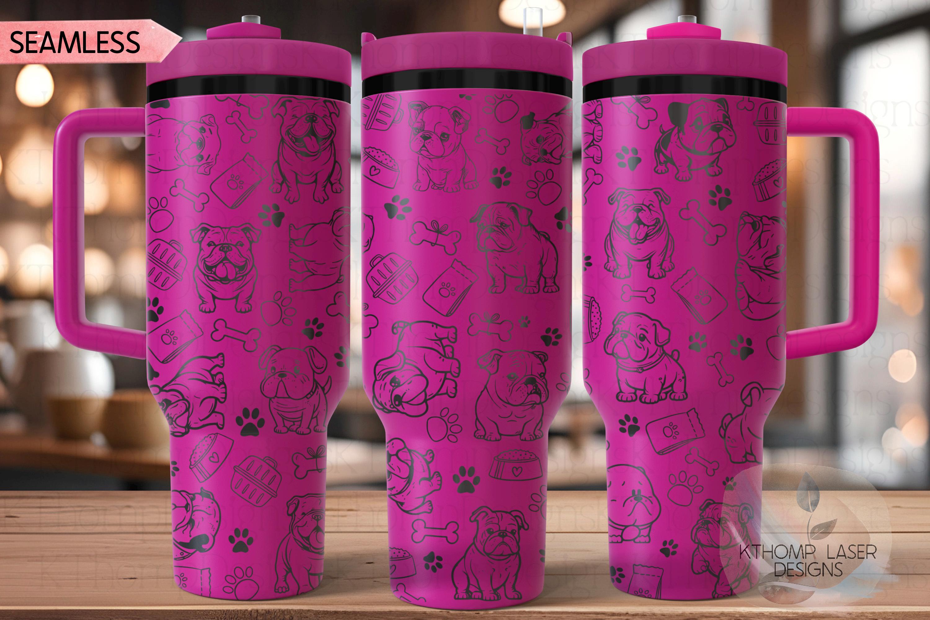 English Bulldog Tumbler Wrap SVG | 40oz Laser Engraving File | Rotary Engrave Digital Design | Dog Lover Gift